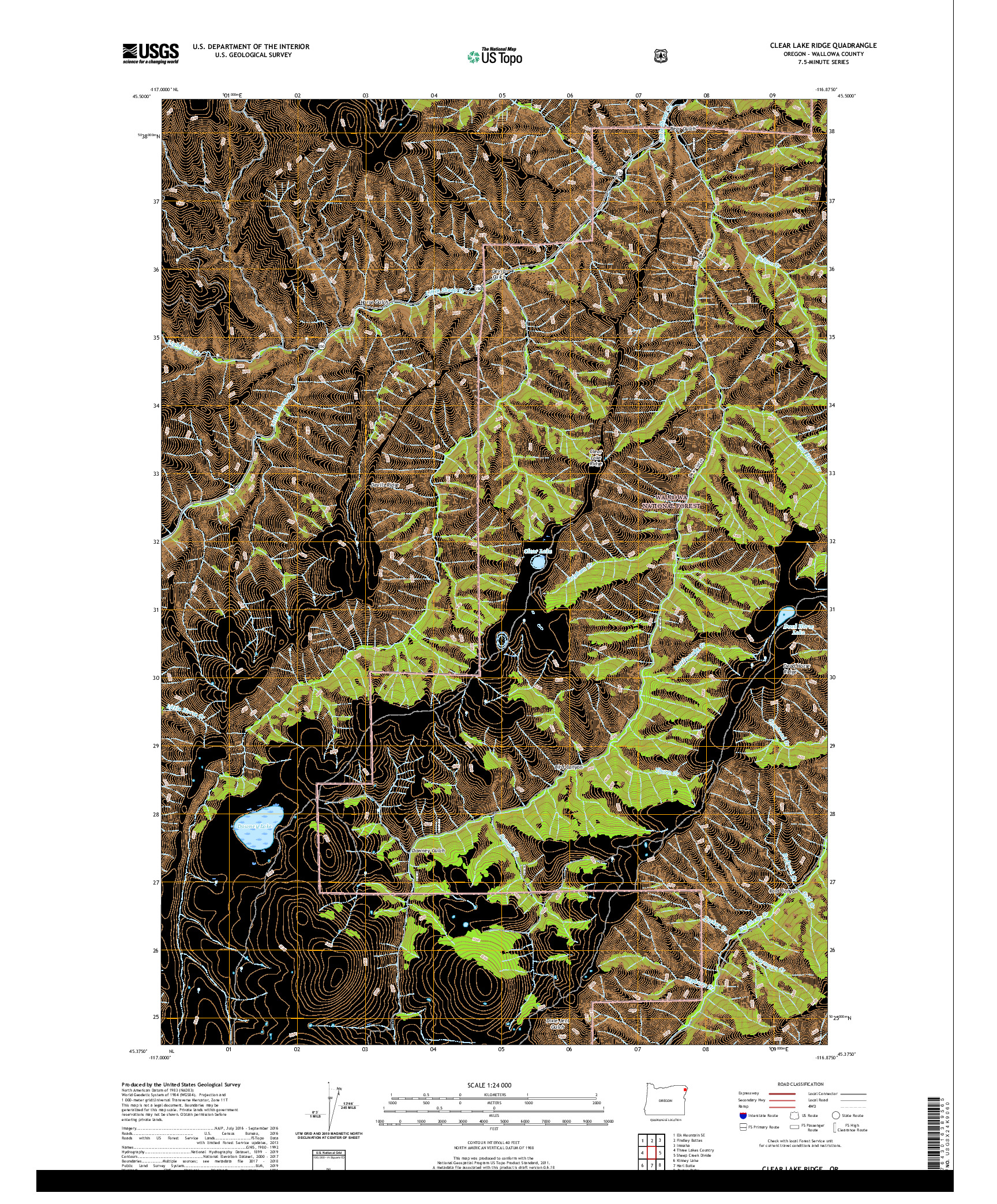 USGS US TOPO 7.5-MINUTE MAP FOR CLEAR LAKE RIDGE, OR 2020