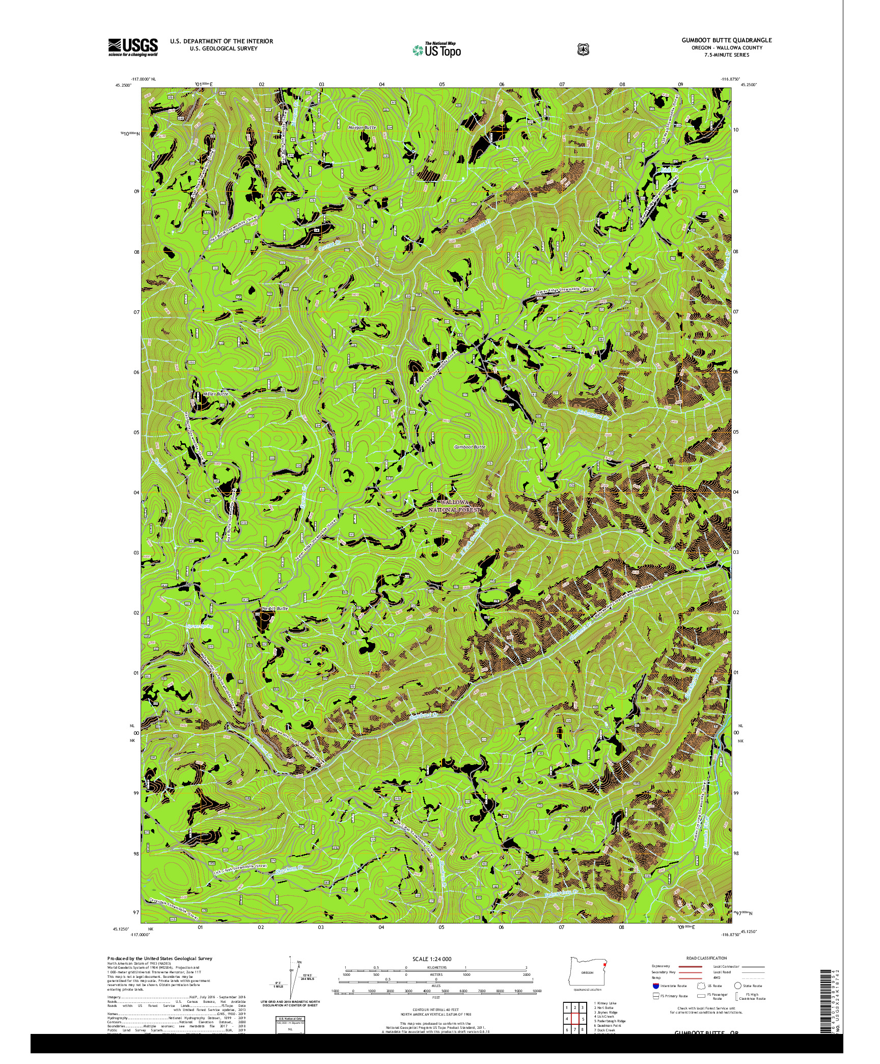 USGS US TOPO 7.5-MINUTE MAP FOR GUMBOOT BUTTE, OR 2020