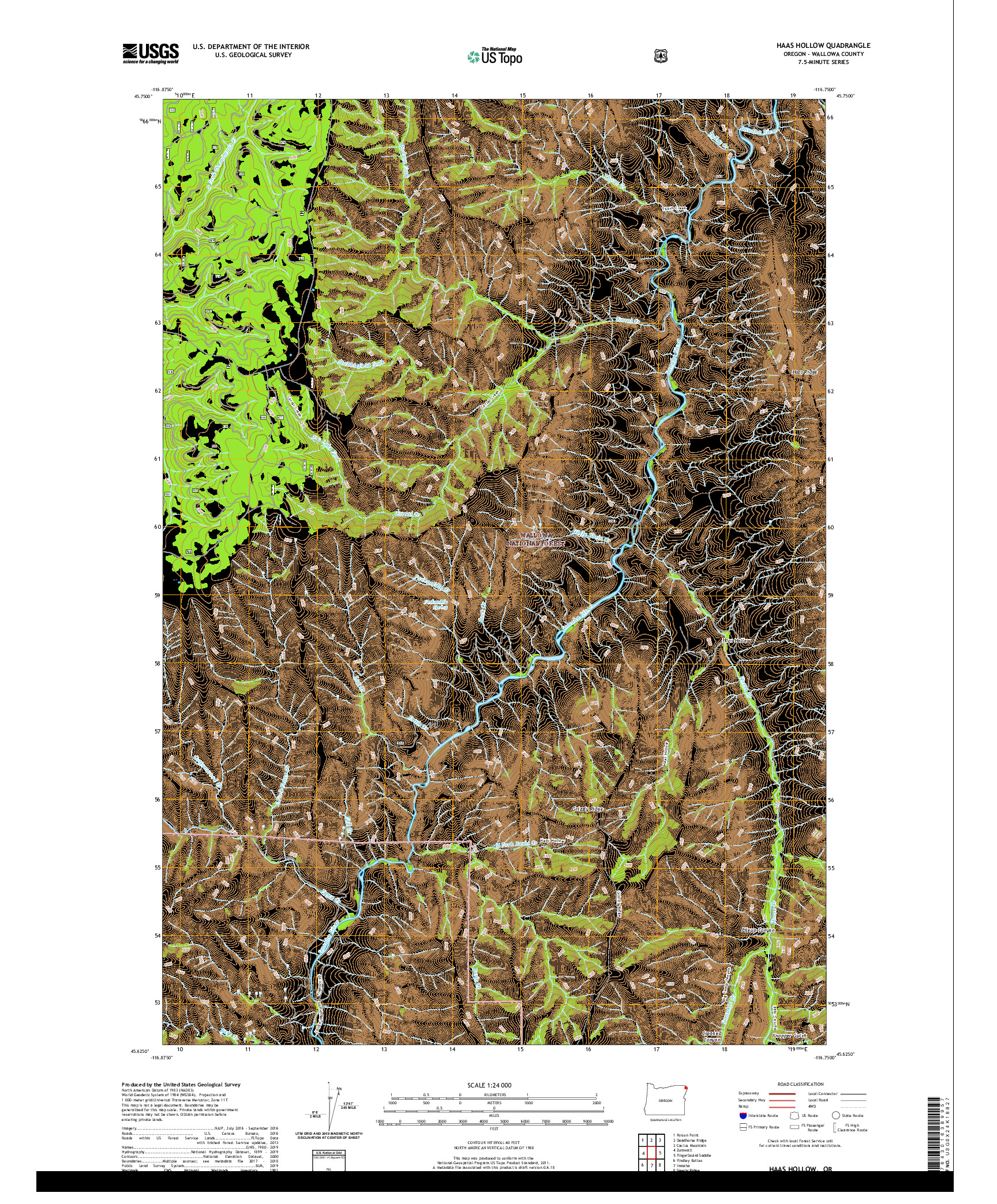 USGS US TOPO 7.5-MINUTE MAP FOR HAAS HOLLOW, OR 2020