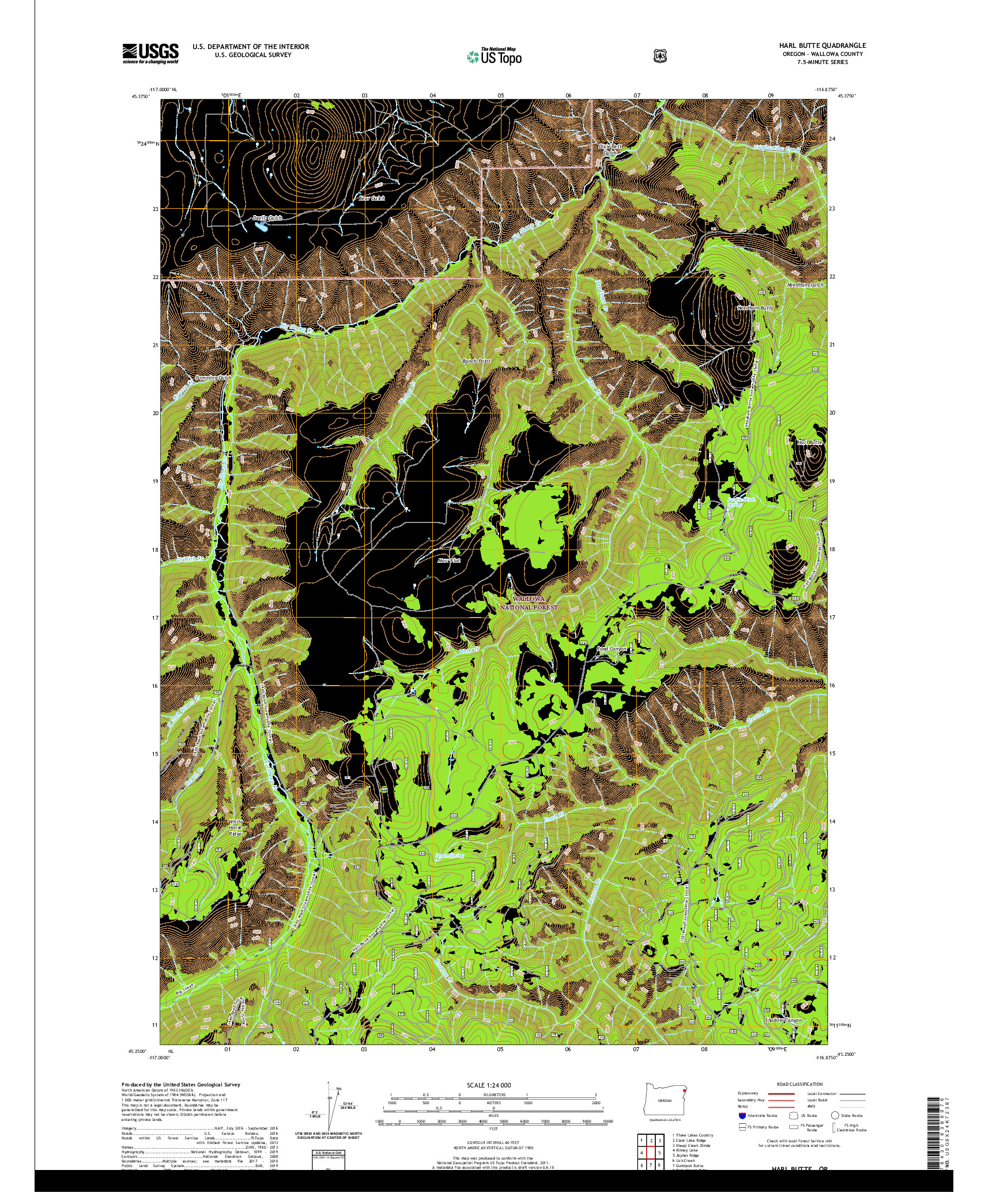 USGS US TOPO 7.5-MINUTE MAP FOR HARL BUTTE, OR 2020