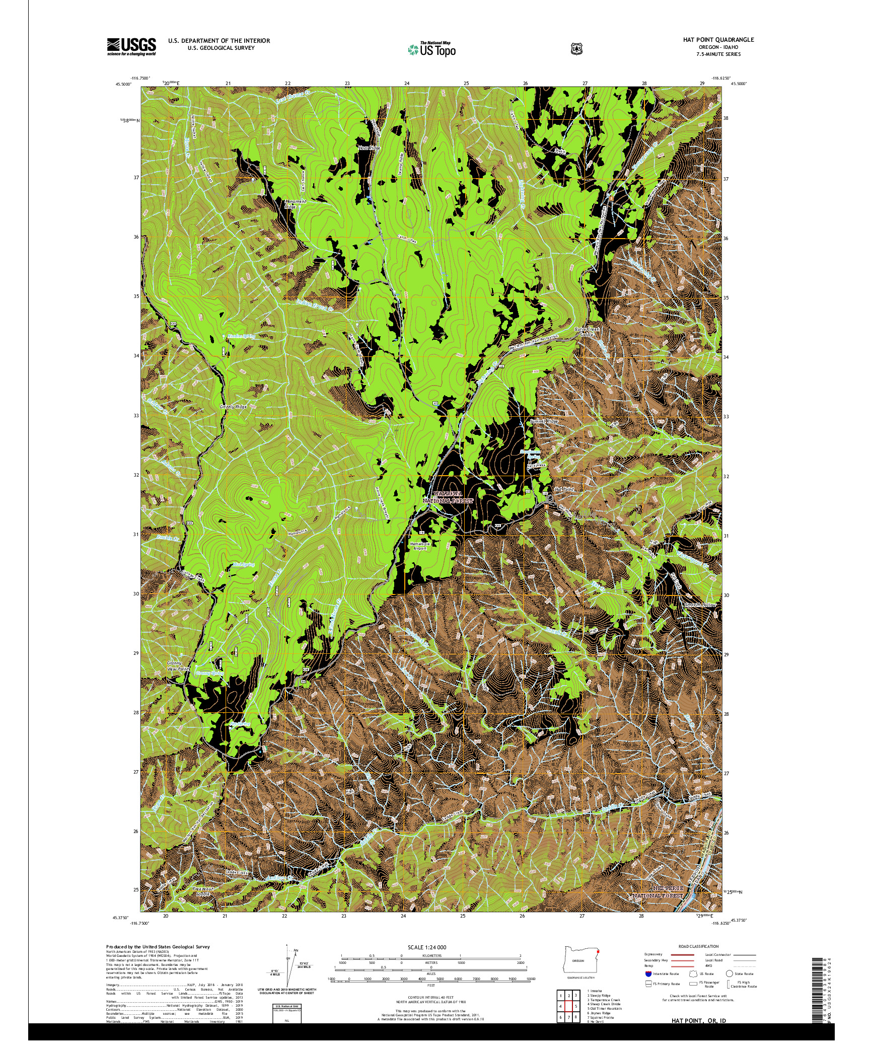 USGS US TOPO 7.5-MINUTE MAP FOR HAT POINT, OR,ID 2020