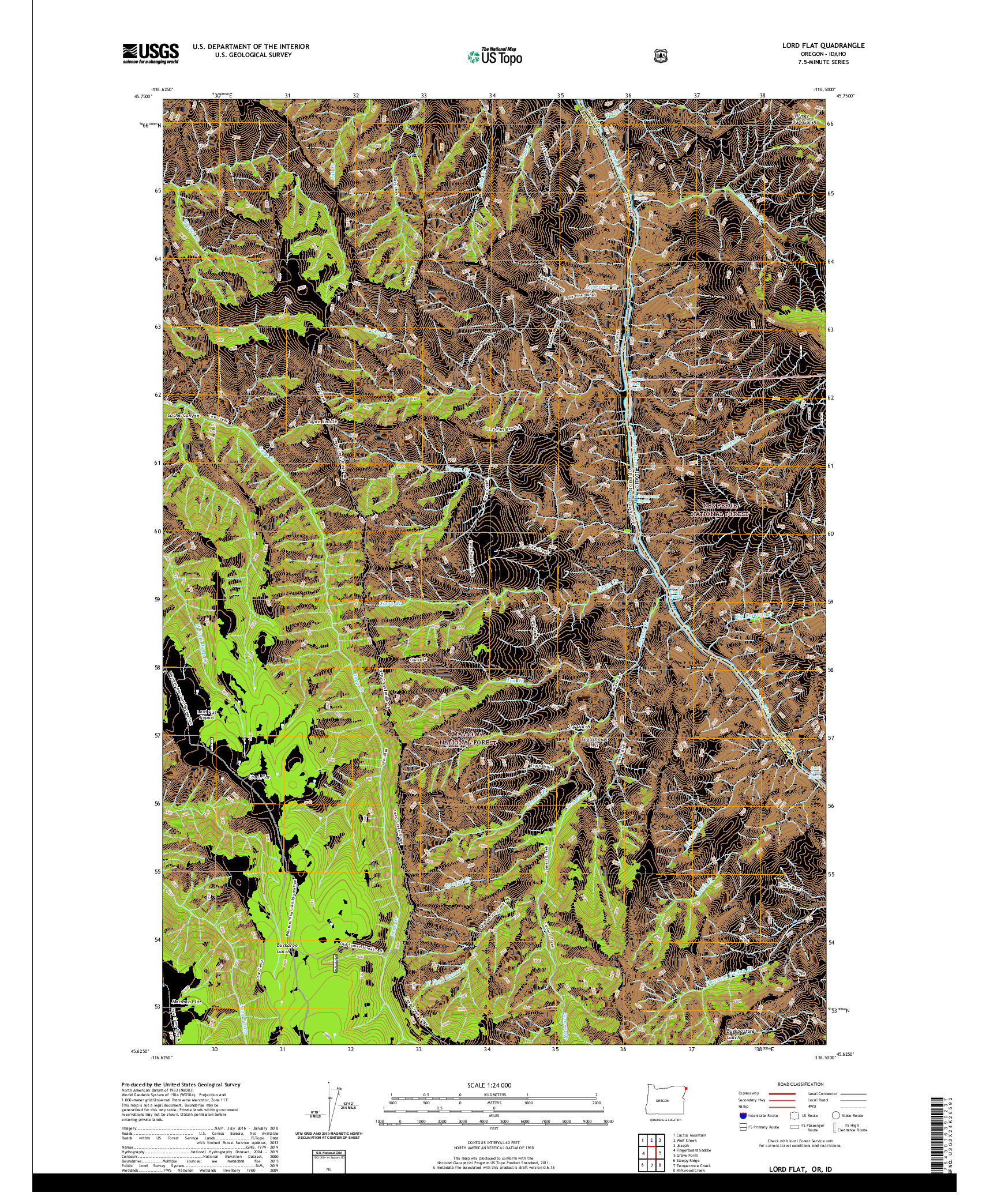 USGS US TOPO 7.5-MINUTE MAP FOR LORD FLAT, OR,ID 2020