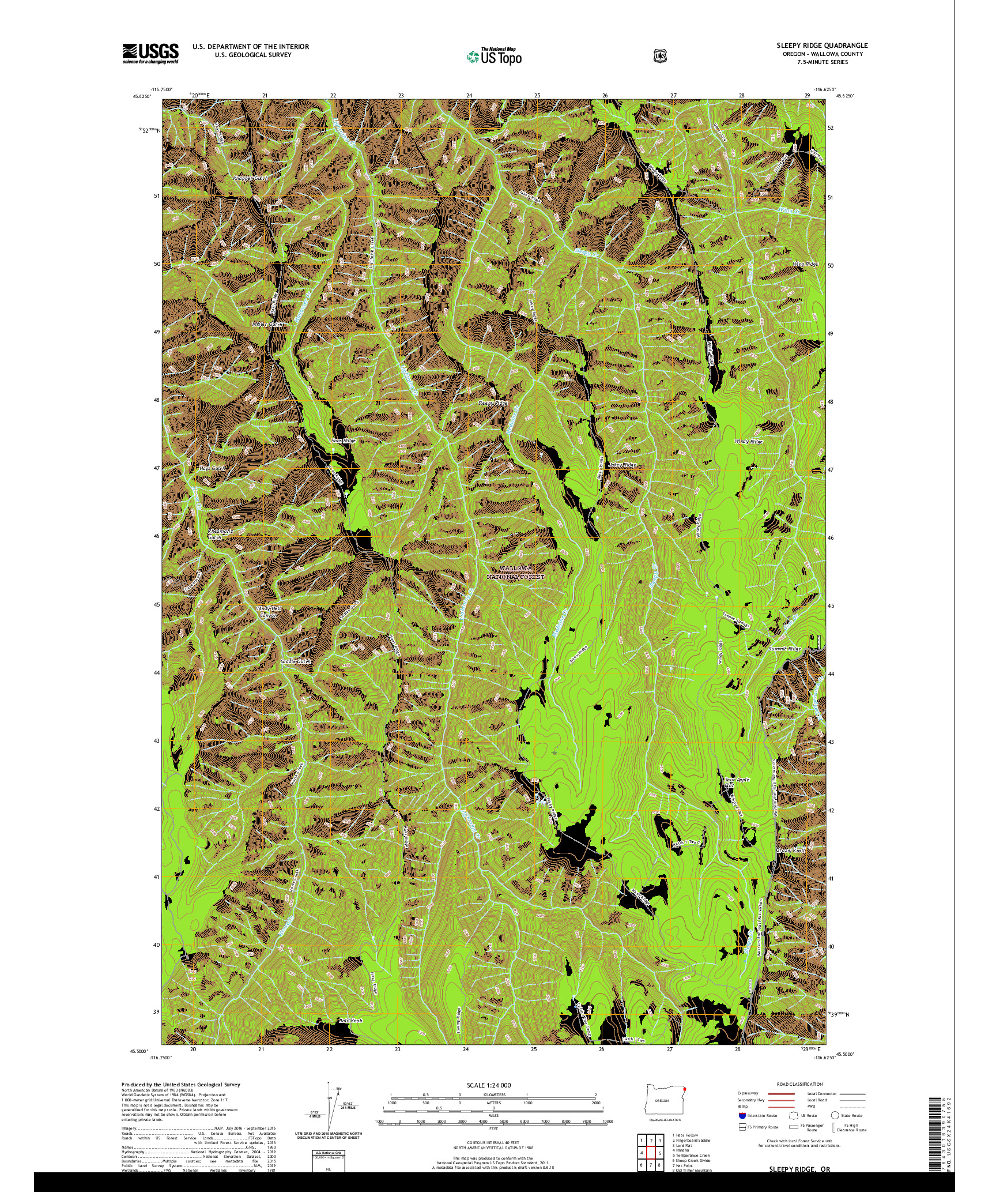 USGS US TOPO 7.5-MINUTE MAP FOR SLEEPY RIDGE, OR 2020