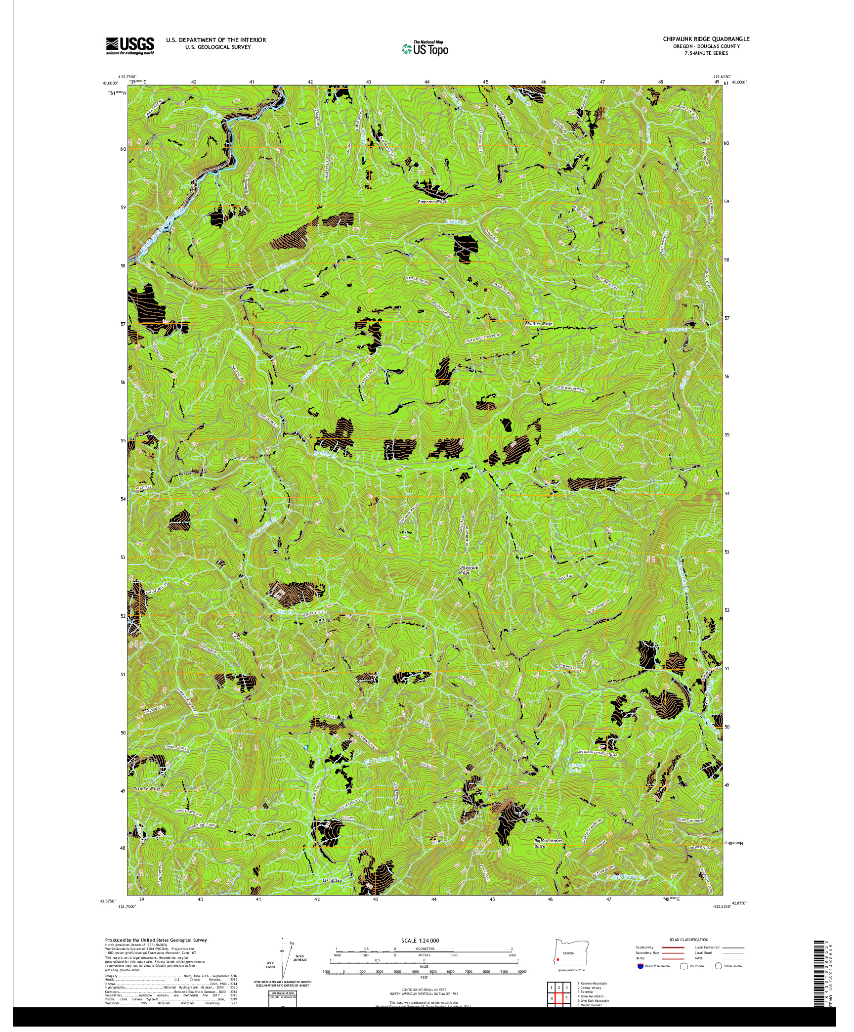 USGS US TOPO 7.5-MINUTE MAP FOR CHIPMUNK RIDGE, OR 2020