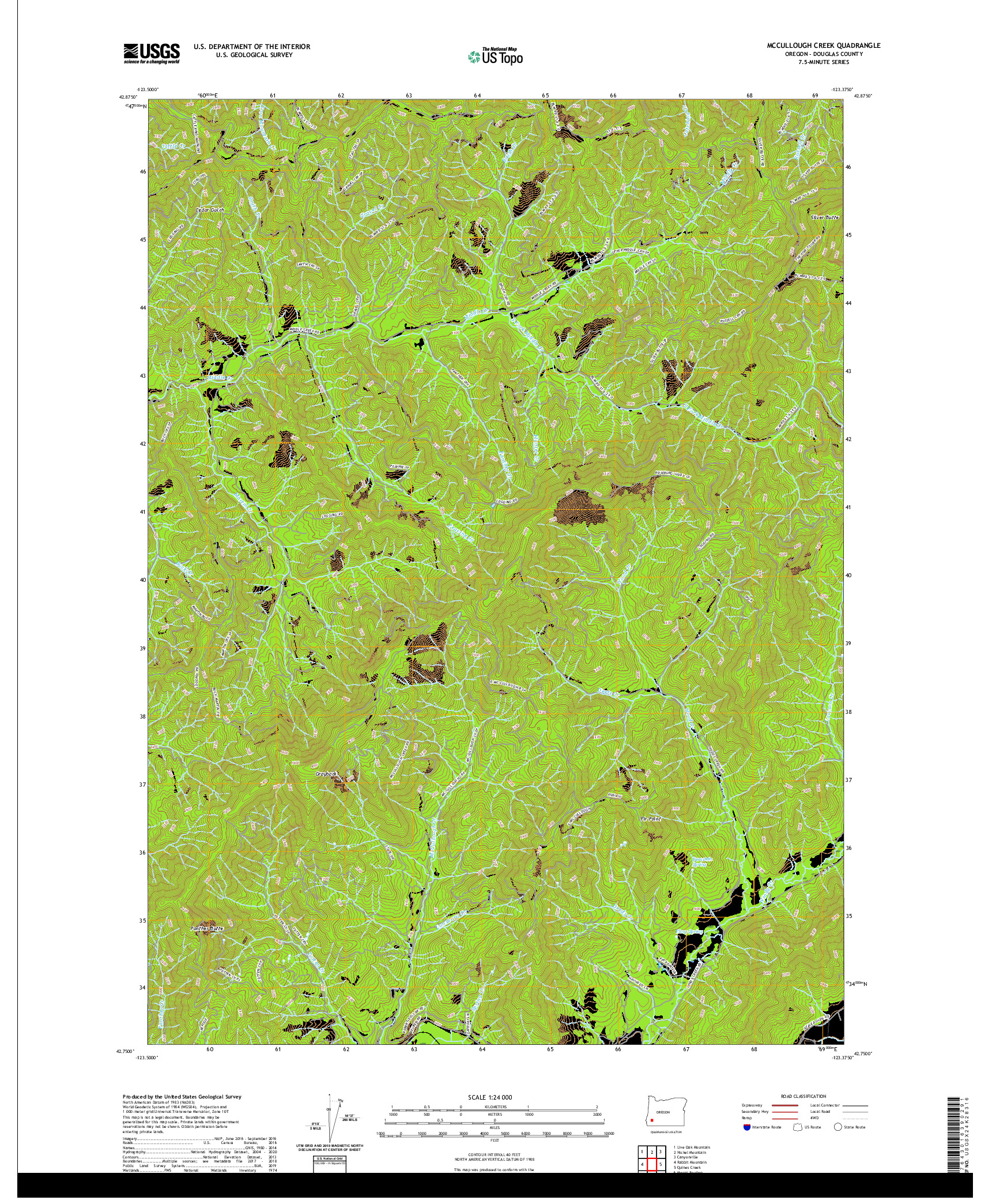 USGS US TOPO 7.5-MINUTE MAP FOR MCCULLOUGH CREEK, OR 2020