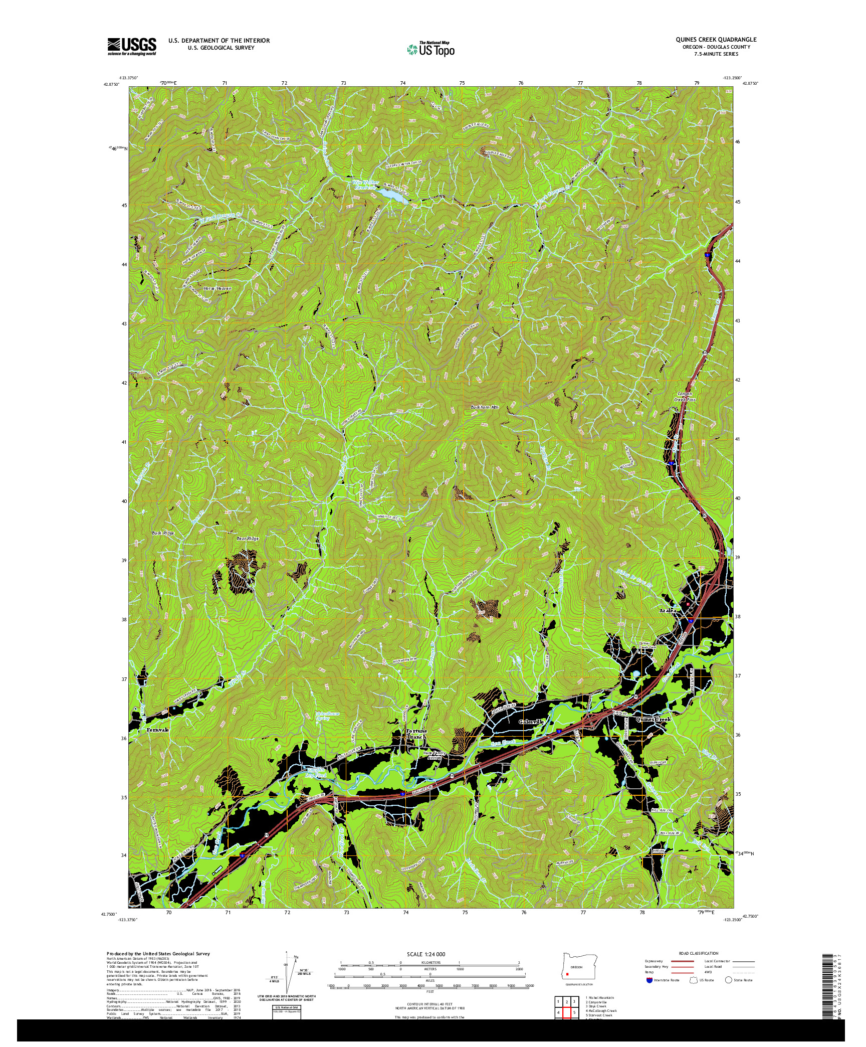 USGS US TOPO 7.5-MINUTE MAP FOR QUINES CREEK, OR 2020