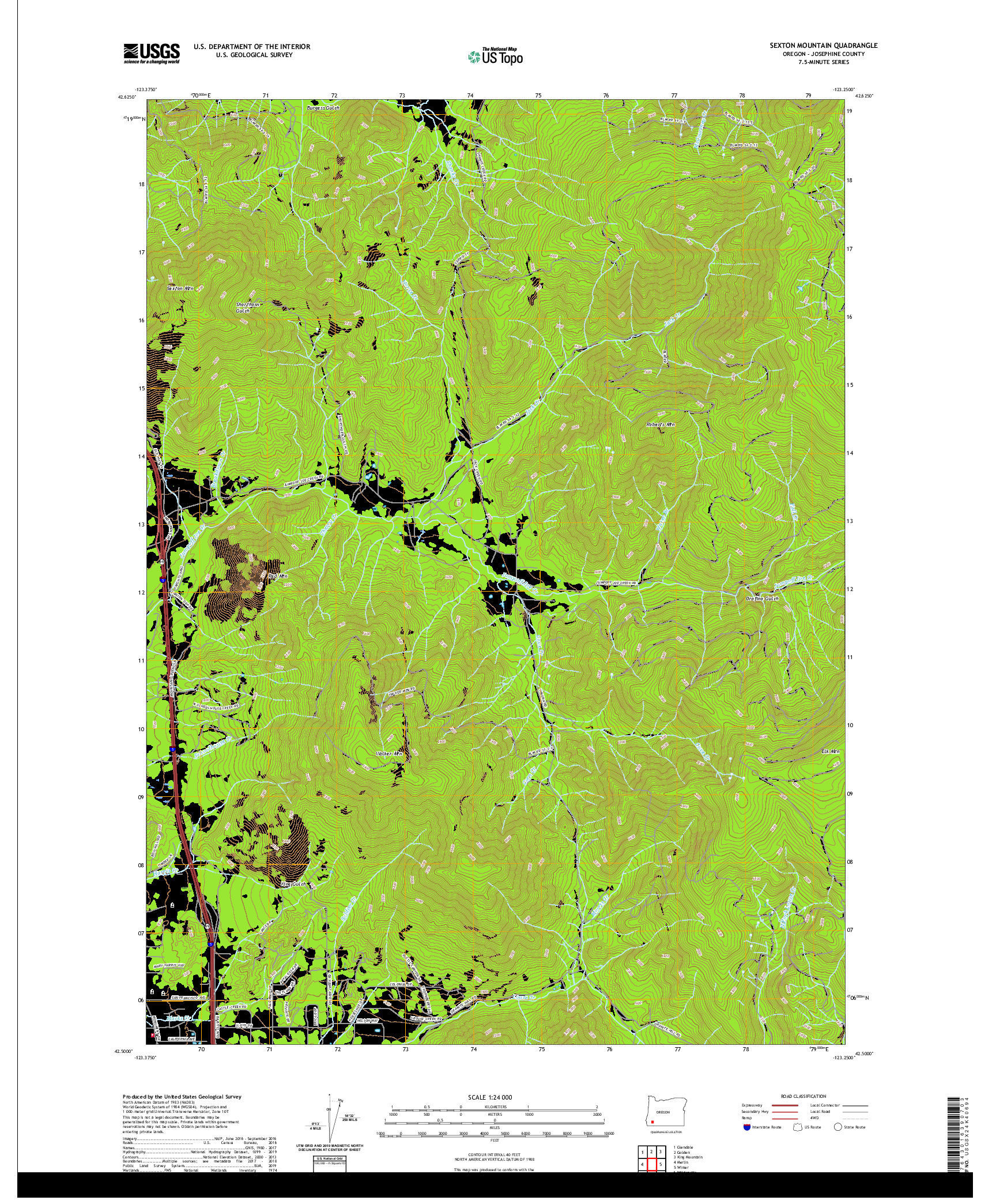 USGS US TOPO 7.5-MINUTE MAP FOR SEXTON MOUNTAIN, OR 2020