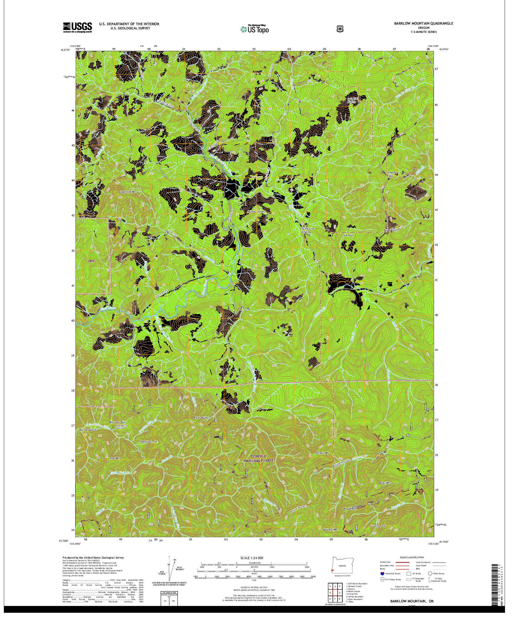 USGS US TOPO 7.5-MINUTE MAP FOR BARKLOW MOUNTAIN, OR 2020
