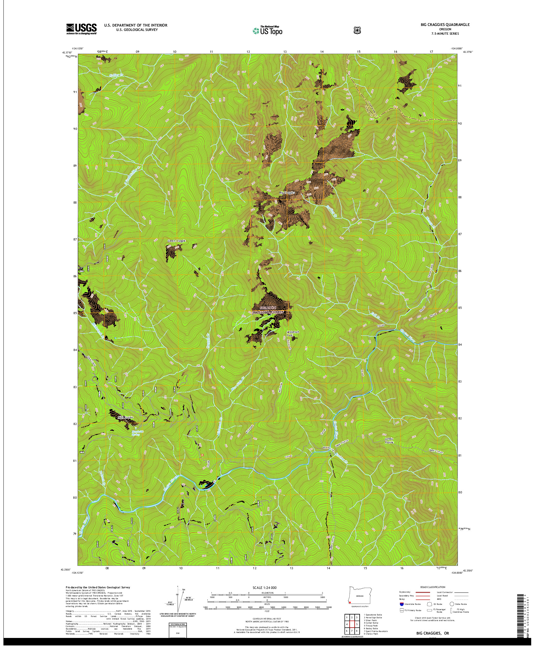 USGS US TOPO 7.5-MINUTE MAP FOR BIG CRAGGIES, OR 2020