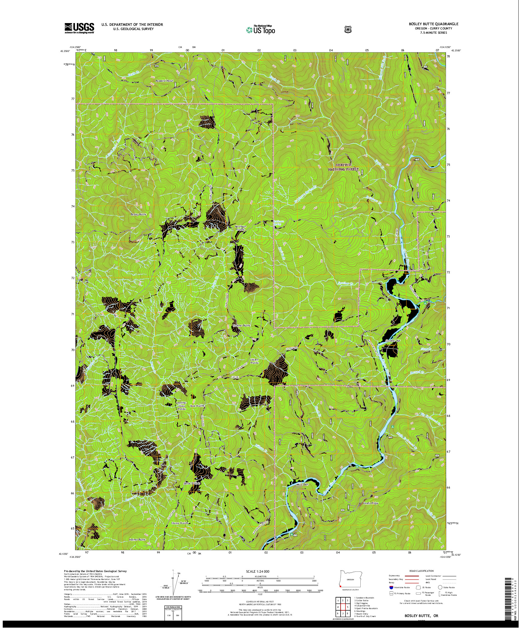 USGS US TOPO 7.5-MINUTE MAP FOR BOSLEY BUTTE, OR 2020