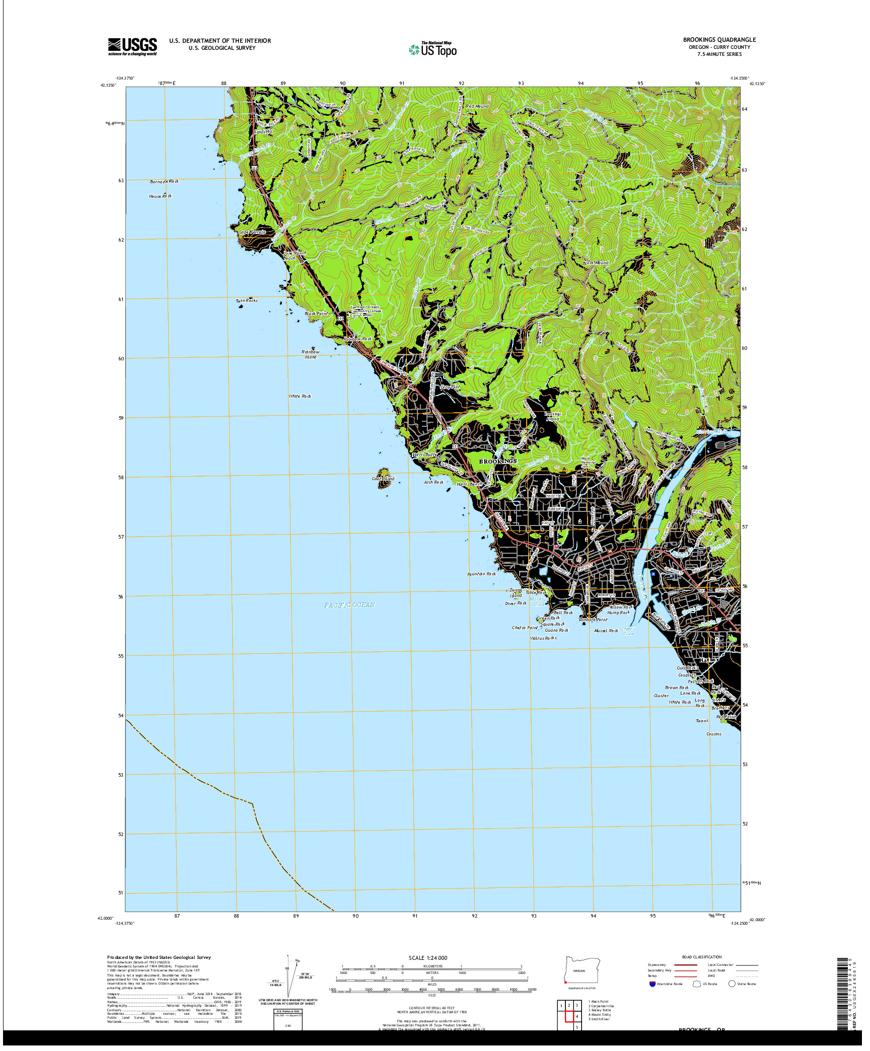 USGS US TOPO 7.5-MINUTE MAP FOR BROOKINGS, OR 2020