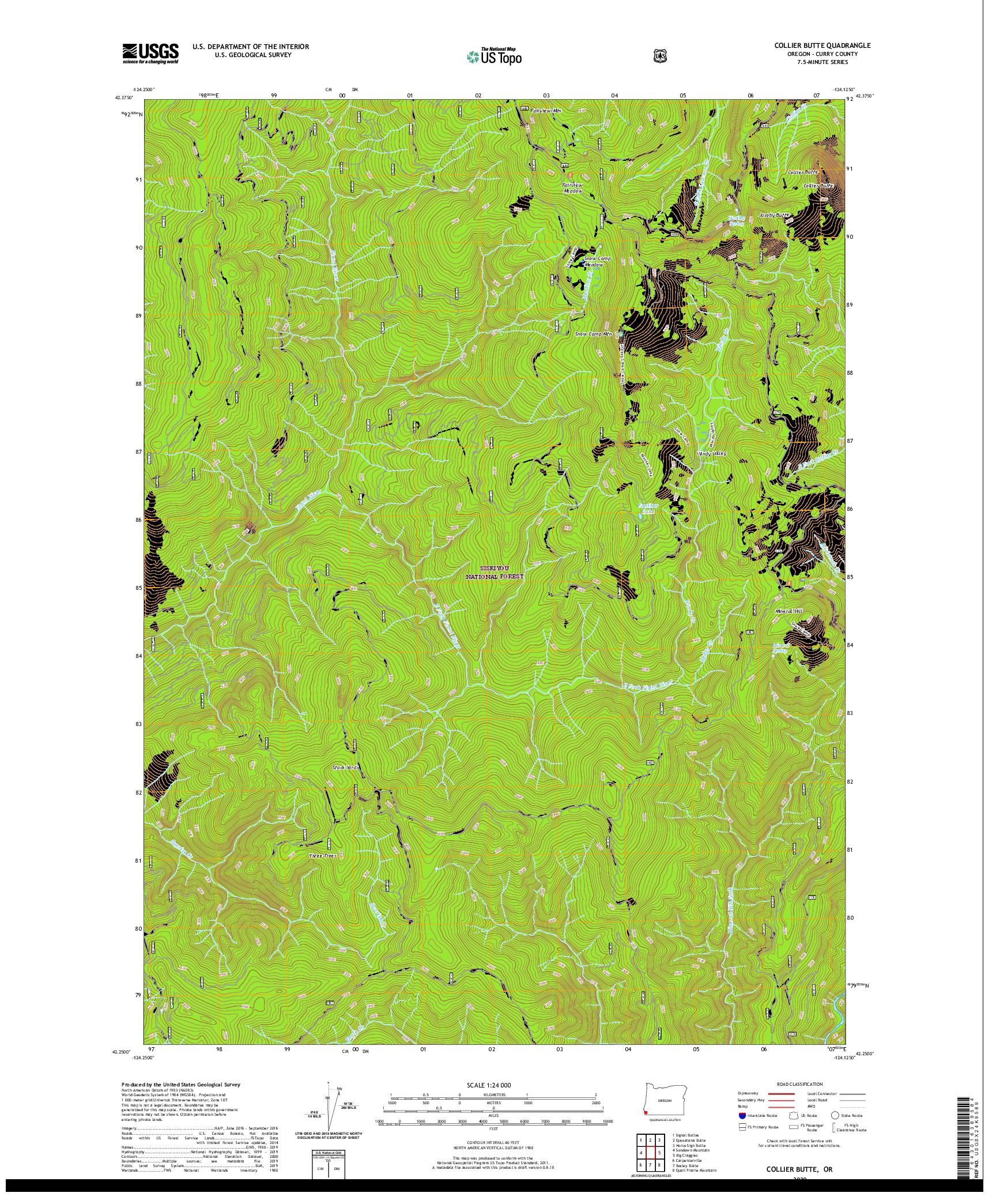 USGS US TOPO 7.5-MINUTE MAP FOR COLLIER BUTTE, OR 2020