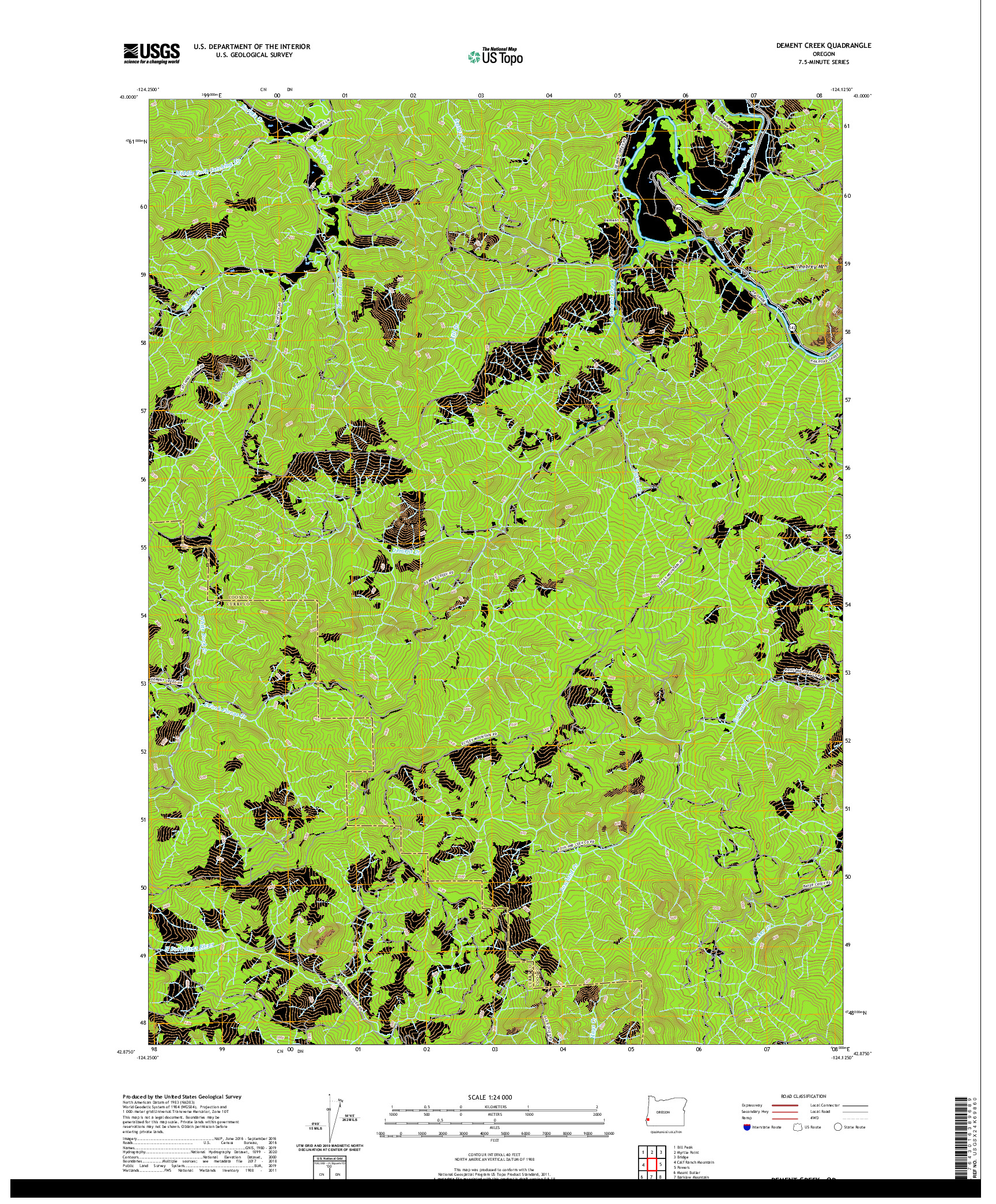 USGS US TOPO 7.5-MINUTE MAP FOR DEMENT CREEK, OR 2020