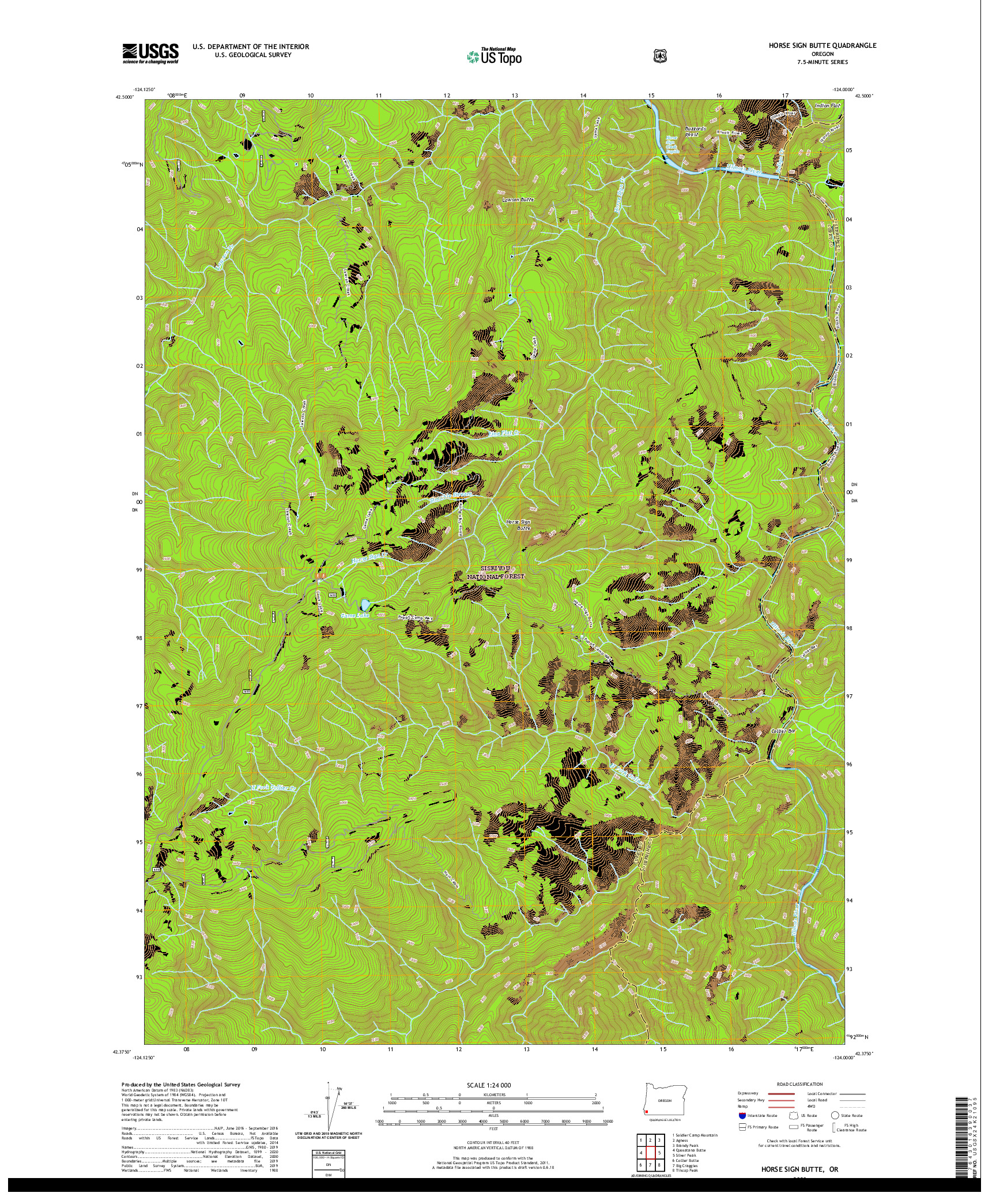 USGS US TOPO 7.5-MINUTE MAP FOR HORSE SIGN BUTTE, OR 2020