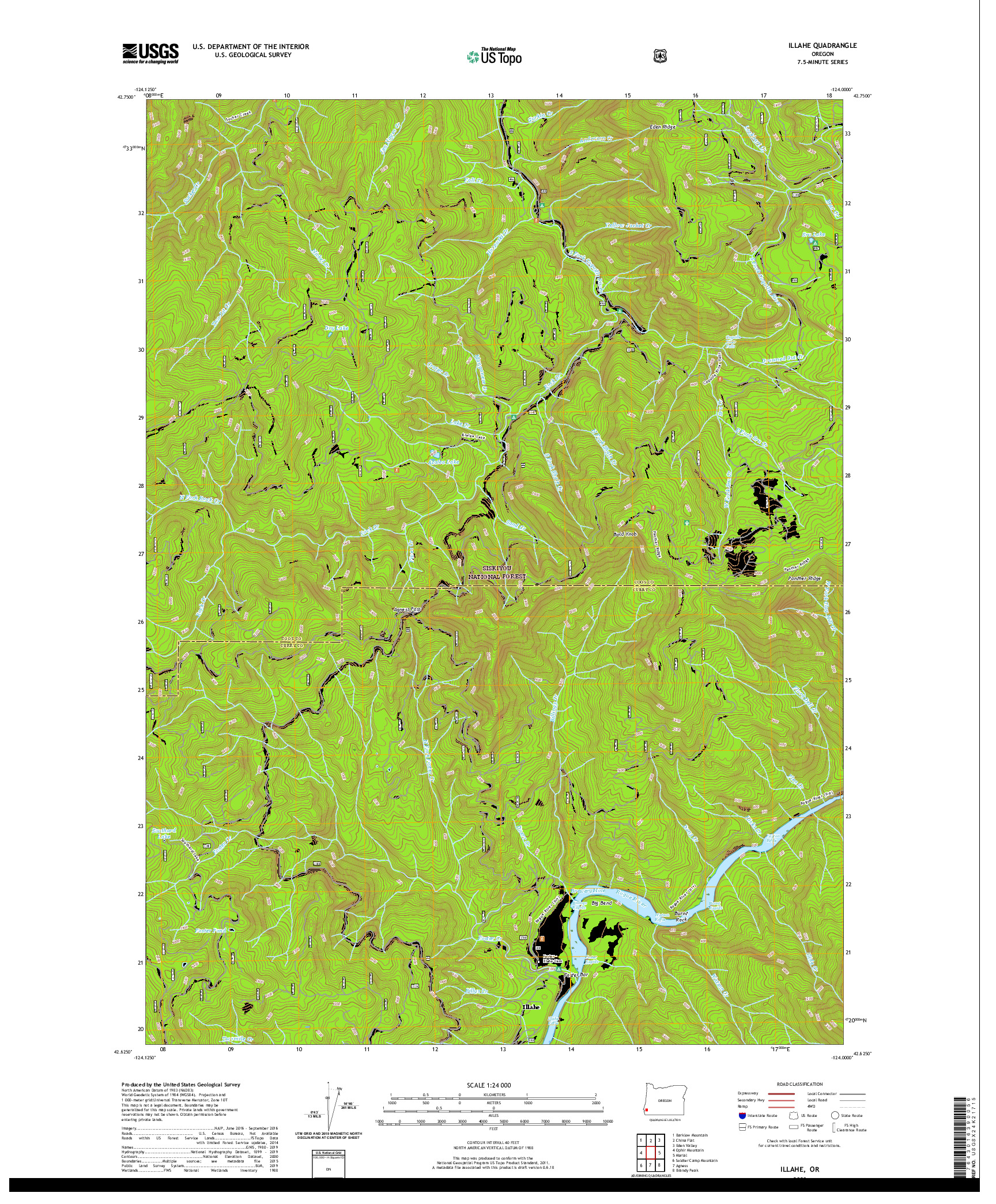 USGS US TOPO 7.5-MINUTE MAP FOR ILLAHE, OR 2020