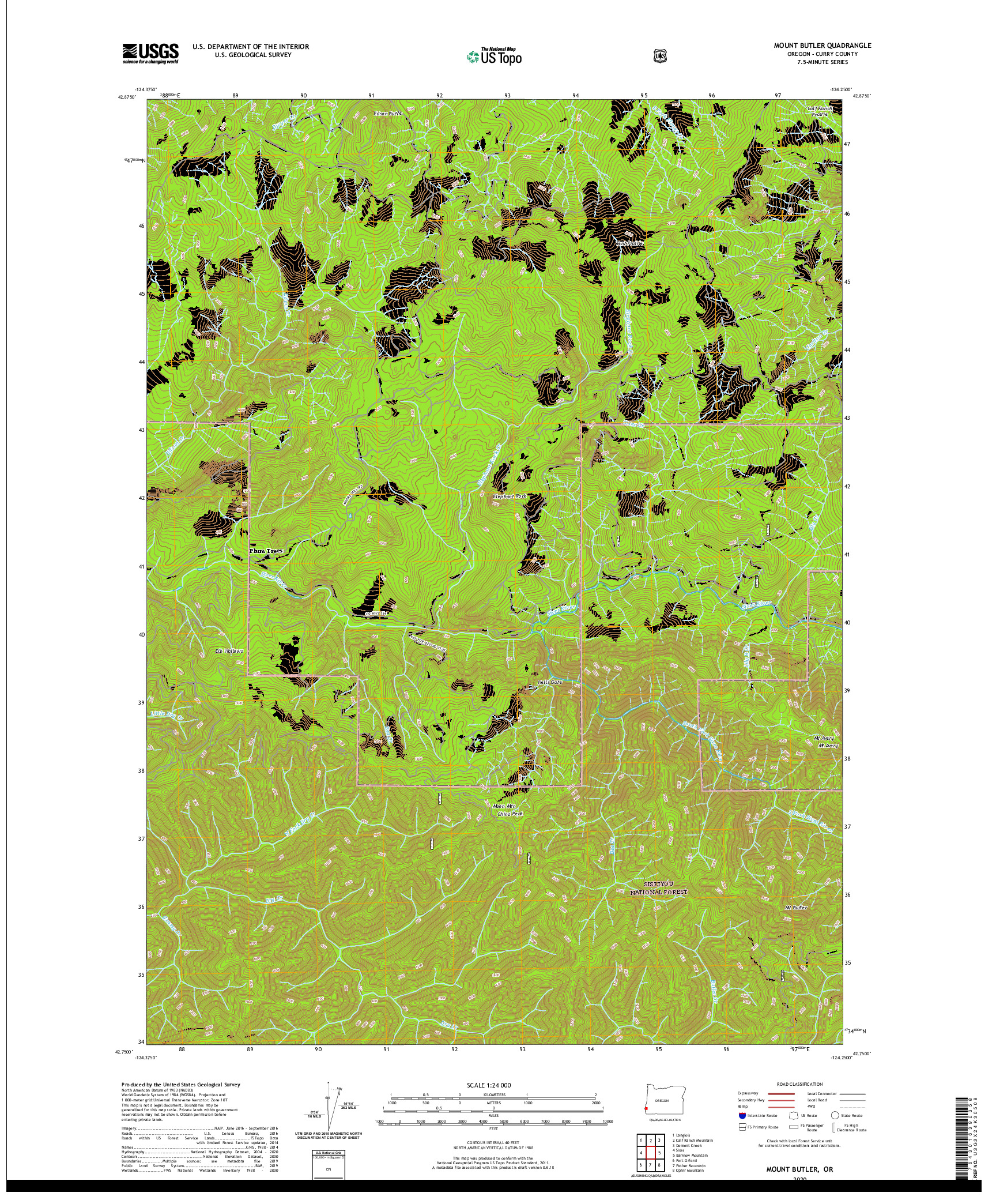 USGS US TOPO 7.5-MINUTE MAP FOR MOUNT BUTLER, OR 2020