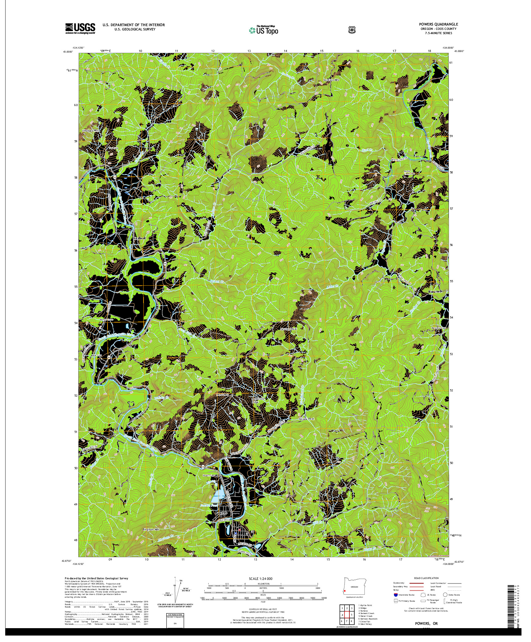 USGS US TOPO 7.5-MINUTE MAP FOR POWERS, OR 2020