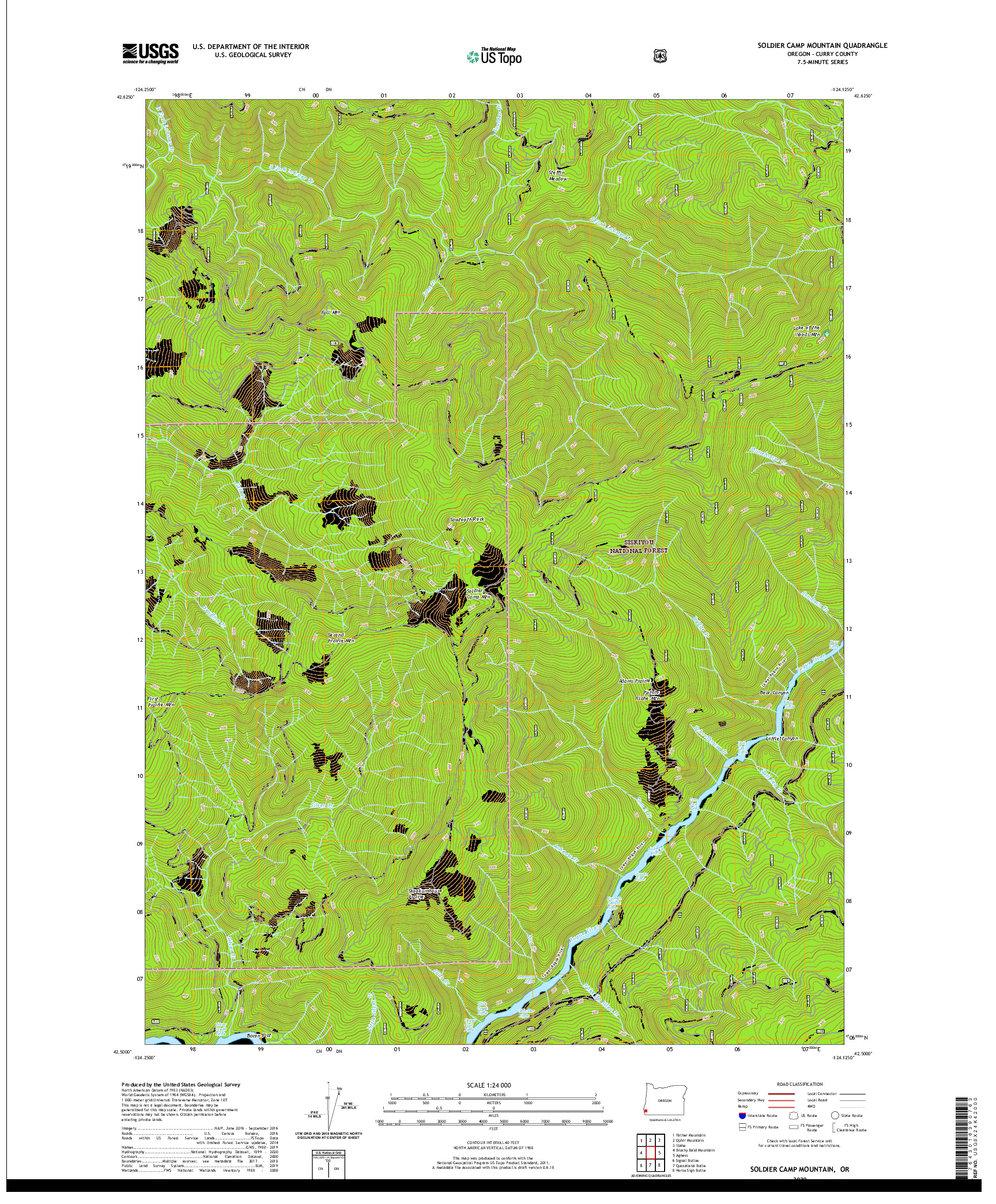 USGS US TOPO 7.5-MINUTE MAP FOR SOLDIER CAMP MOUNTAIN, OR 2020