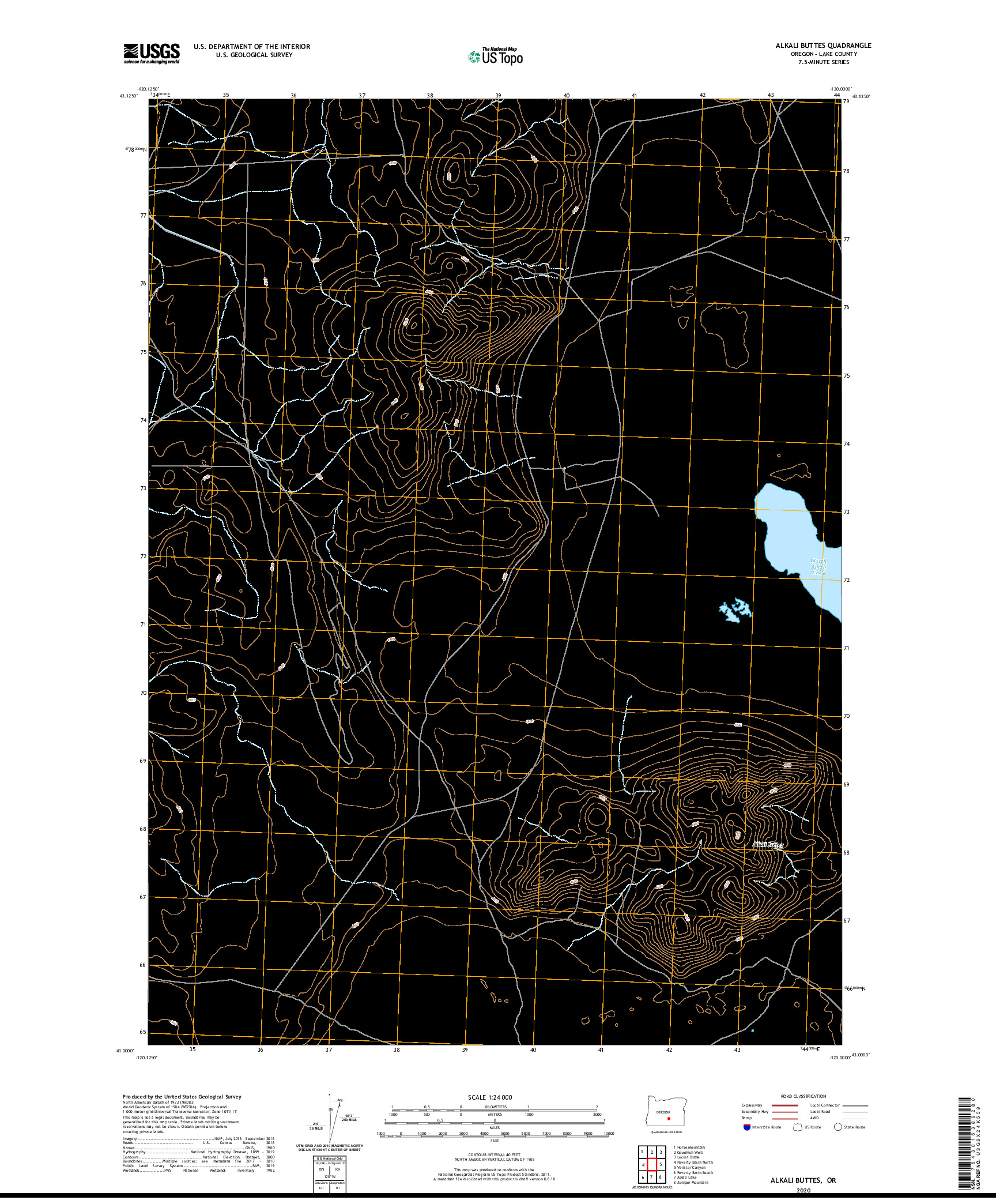 USGS US TOPO 7.5-MINUTE MAP FOR ALKALI BUTTES, OR 2020