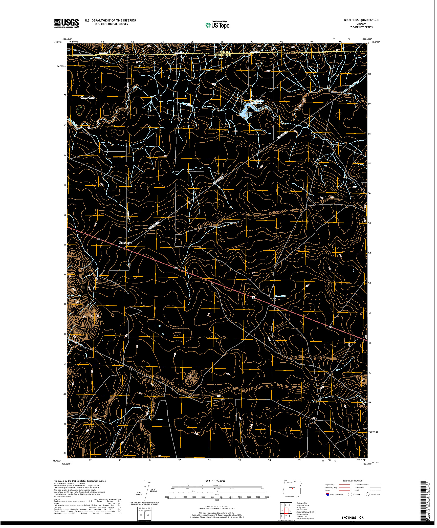 USGS US TOPO 7.5-MINUTE MAP FOR BROTHERS, OR 2020