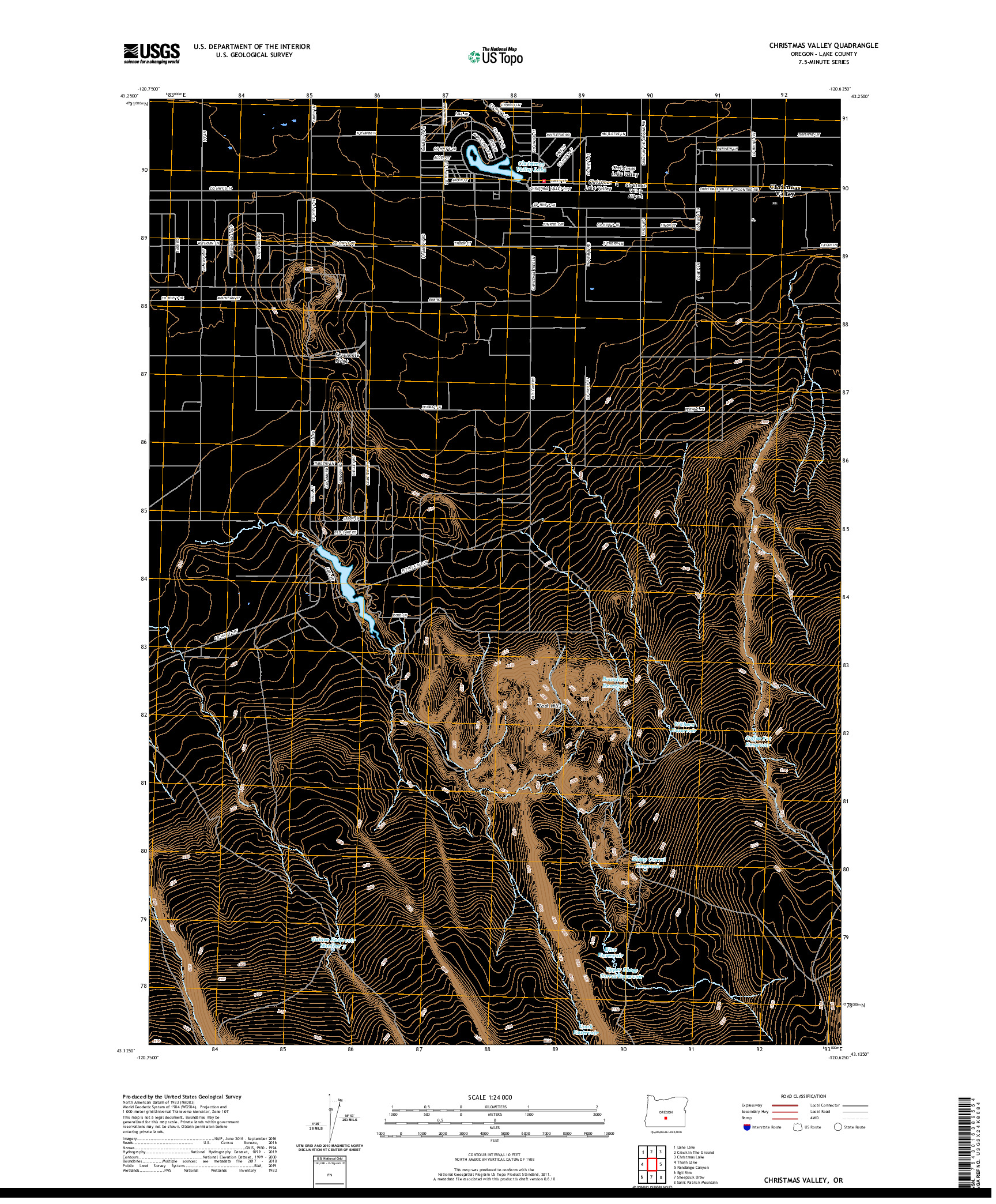 USGS US TOPO 7.5-MINUTE MAP FOR CHRISTMAS VALLEY, OR 2020