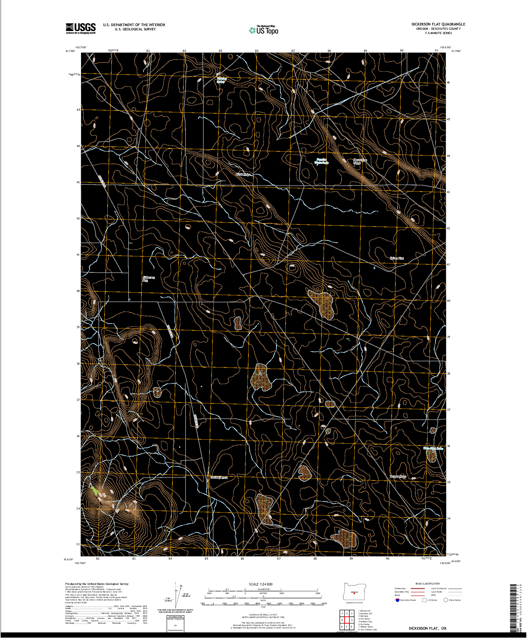 USGS US TOPO 7.5-MINUTE MAP FOR DICKERSON FLAT, OR 2020