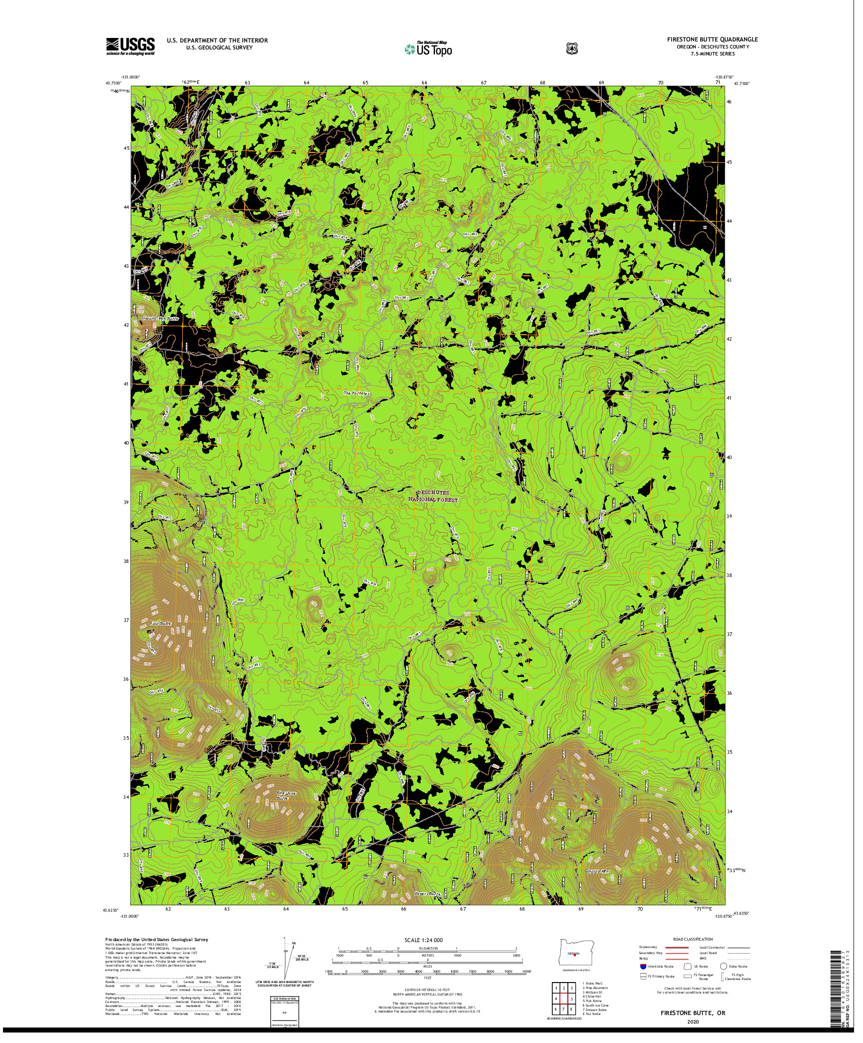 USGS US TOPO 7.5-MINUTE MAP FOR FIRESTONE BUTTE, OR 2020