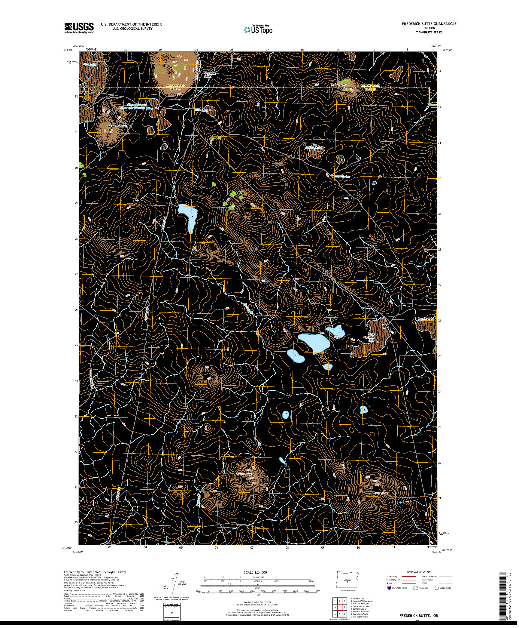 USGS US TOPO 7.5-MINUTE MAP FOR FREDERICK BUTTE, OR 2020