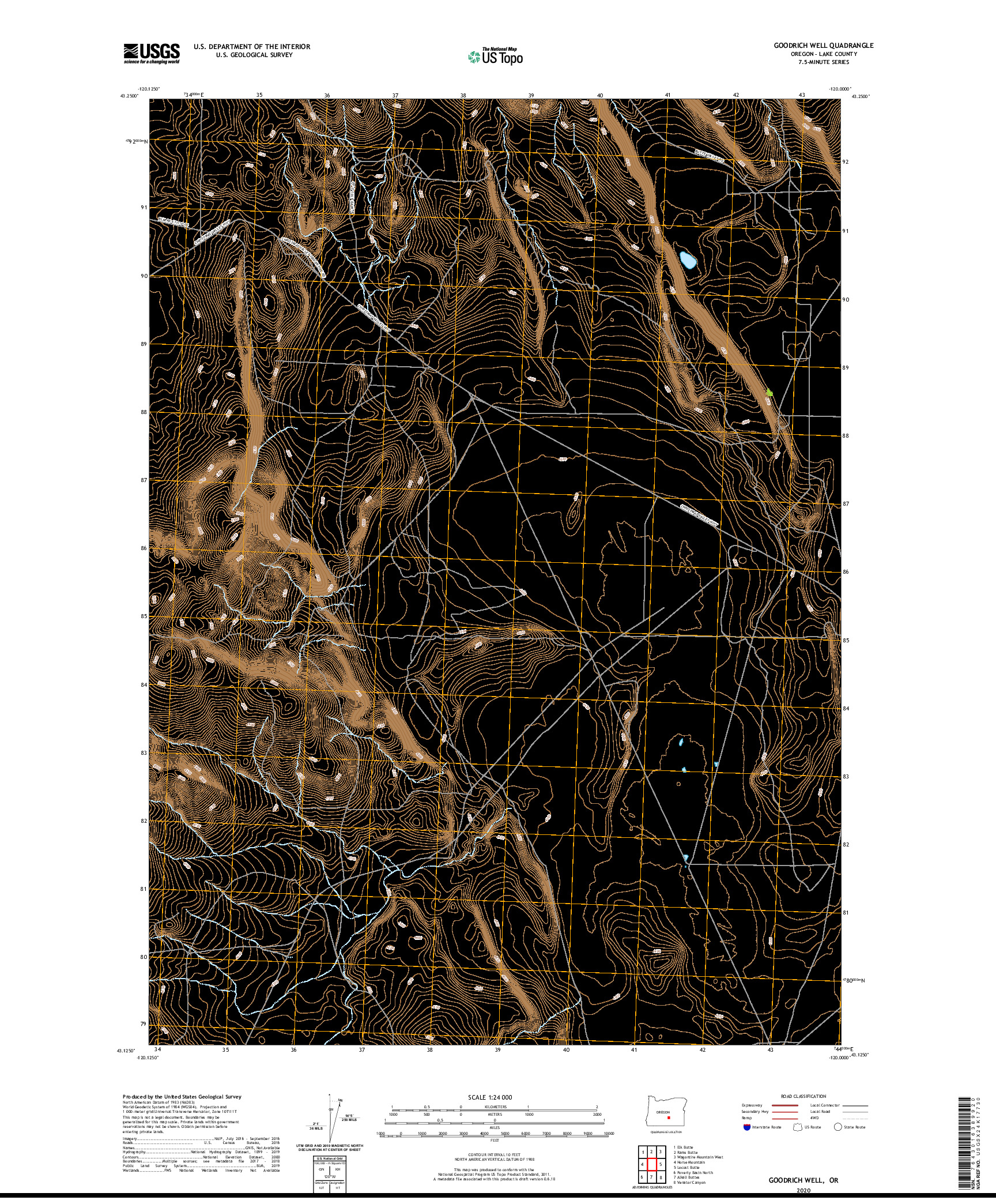 USGS US TOPO 7.5-MINUTE MAP FOR GOODRICH WELL, OR 2020