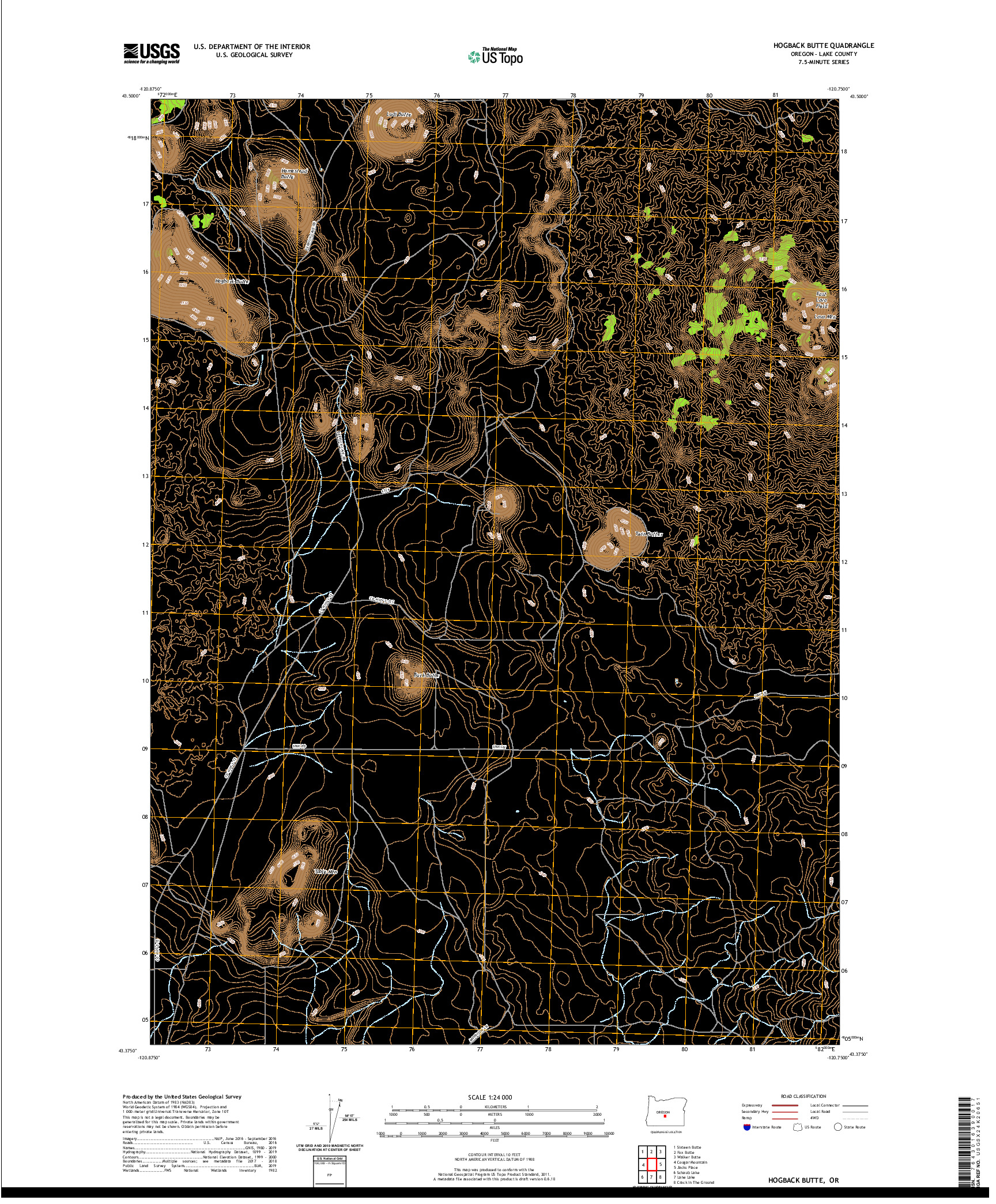 USGS US TOPO 7.5-MINUTE MAP FOR HOGBACK BUTTE, OR 2020