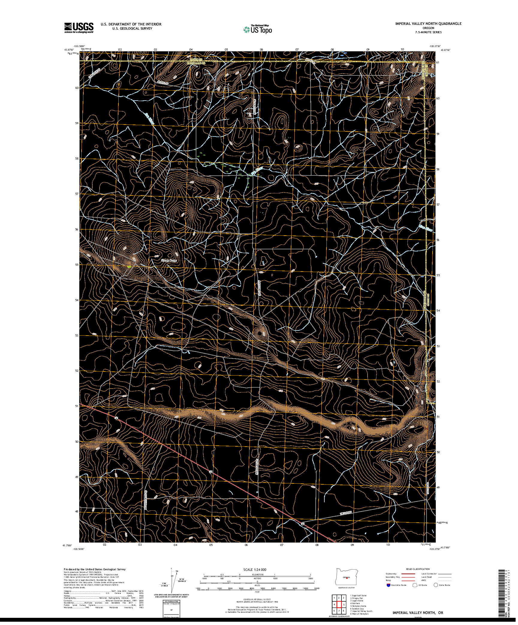 USGS US TOPO 7.5-MINUTE MAP FOR IMPERIAL VALLEY NORTH, OR 2020