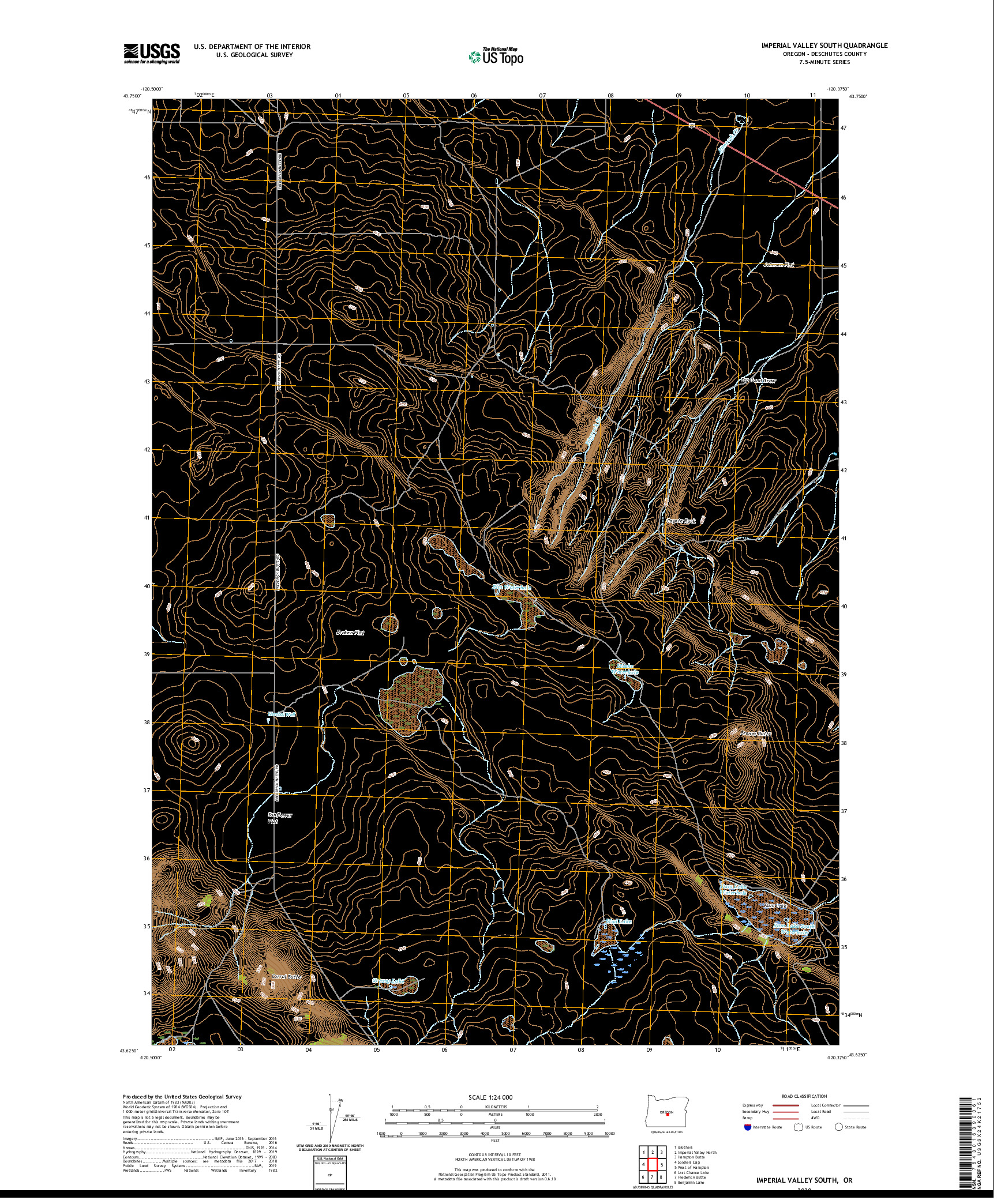 USGS US TOPO 7.5-MINUTE MAP FOR IMPERIAL VALLEY SOUTH, OR 2020