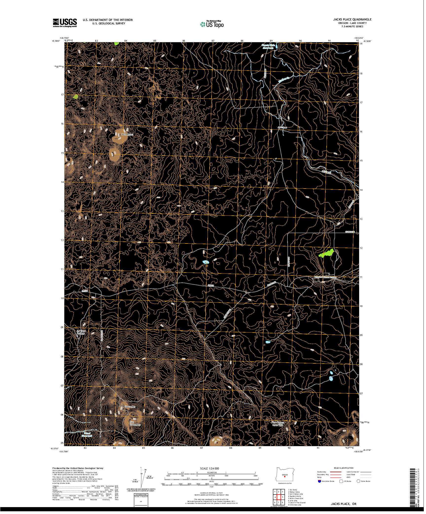 USGS US TOPO 7.5-MINUTE MAP FOR JACKS PLACE, OR 2020