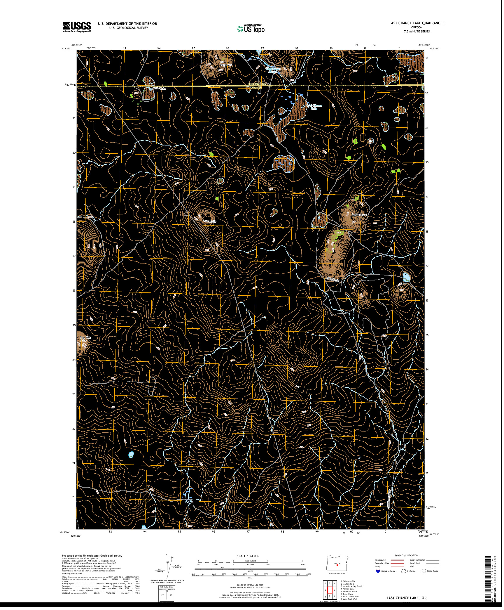 USGS US TOPO 7.5-MINUTE MAP FOR LAST CHANCE LAKE, OR 2020
