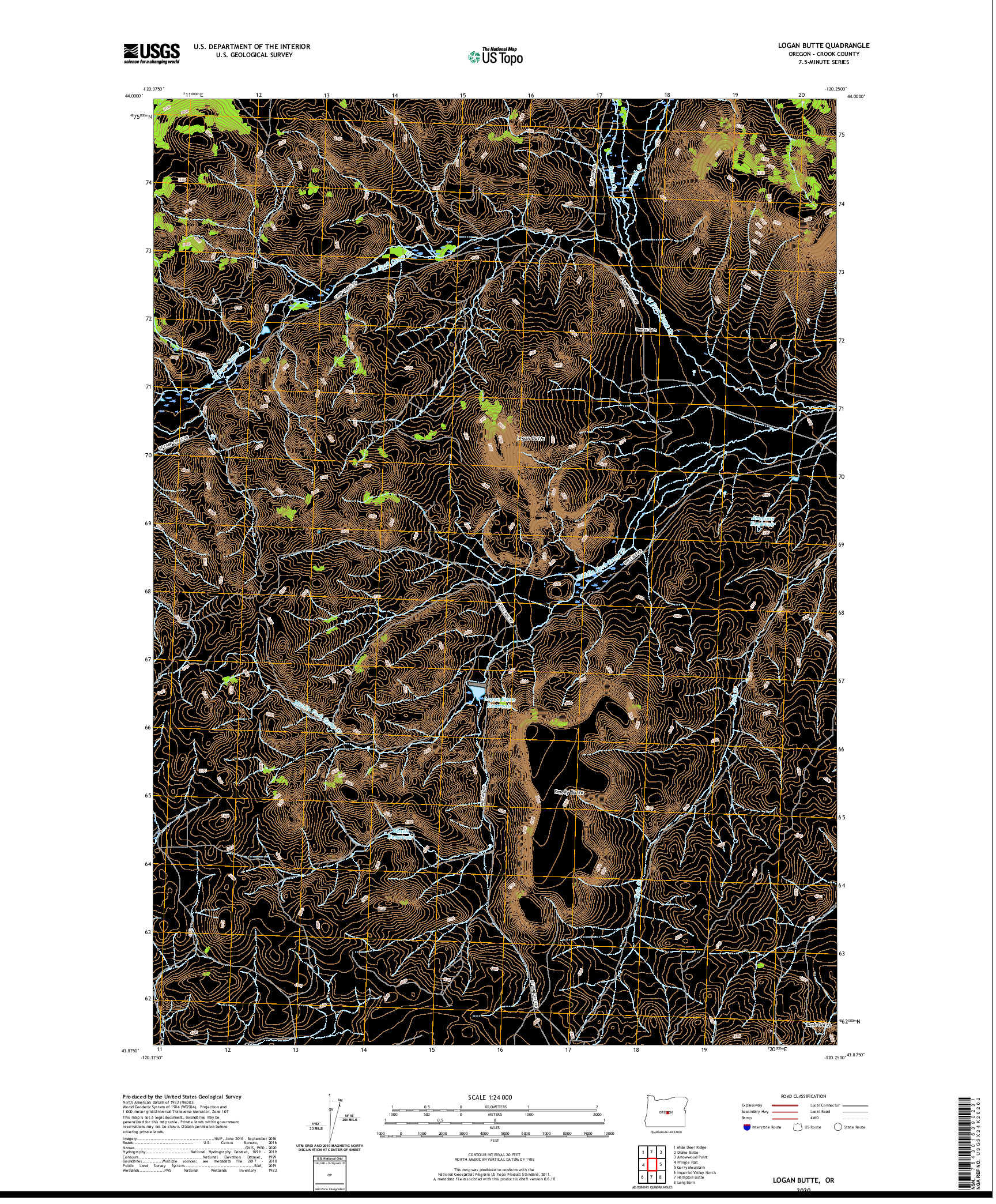 USGS US TOPO 7.5-MINUTE MAP FOR LOGAN BUTTE, OR 2020
