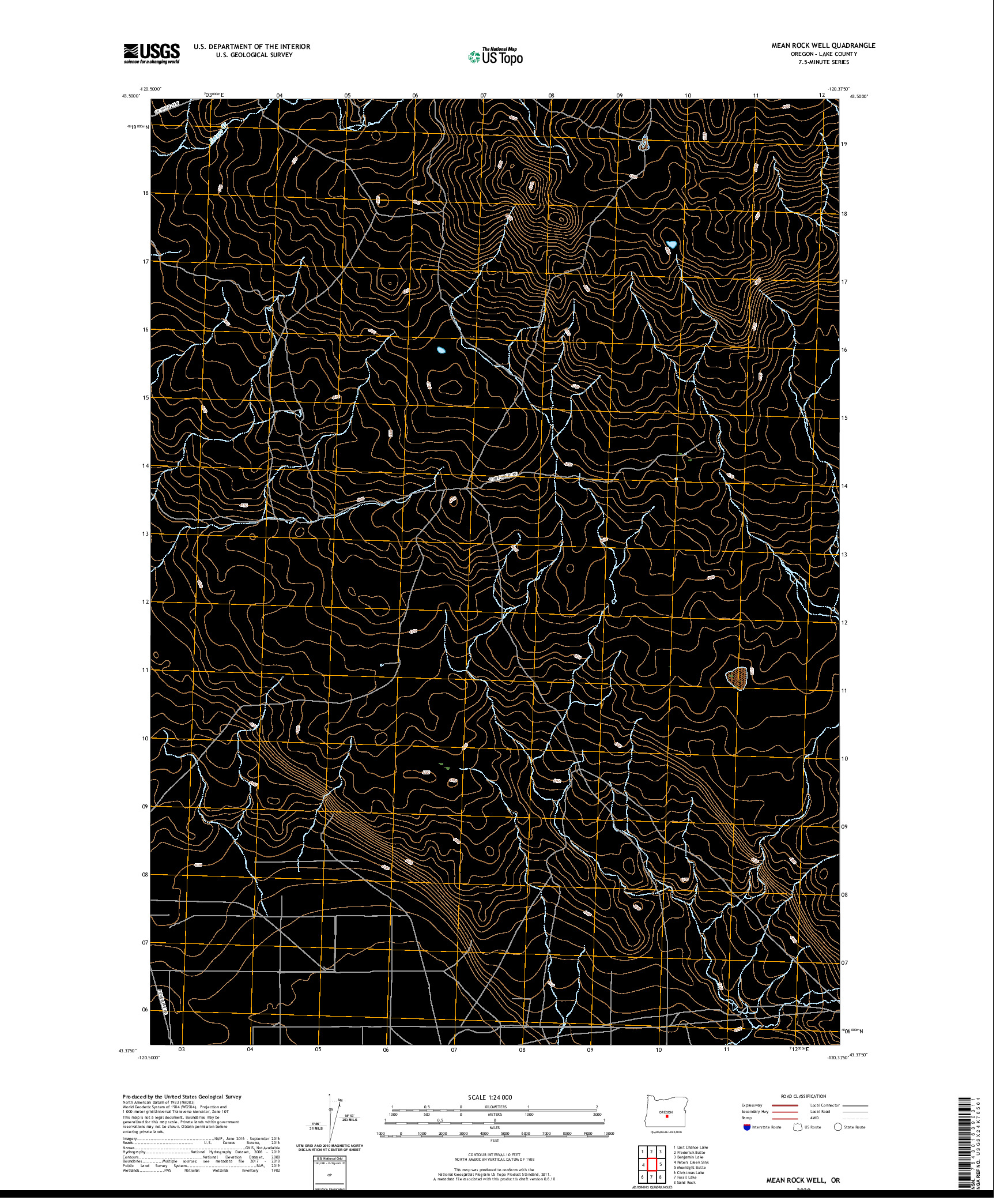 USGS US TOPO 7.5-MINUTE MAP FOR MEAN ROCK WELL, OR 2020