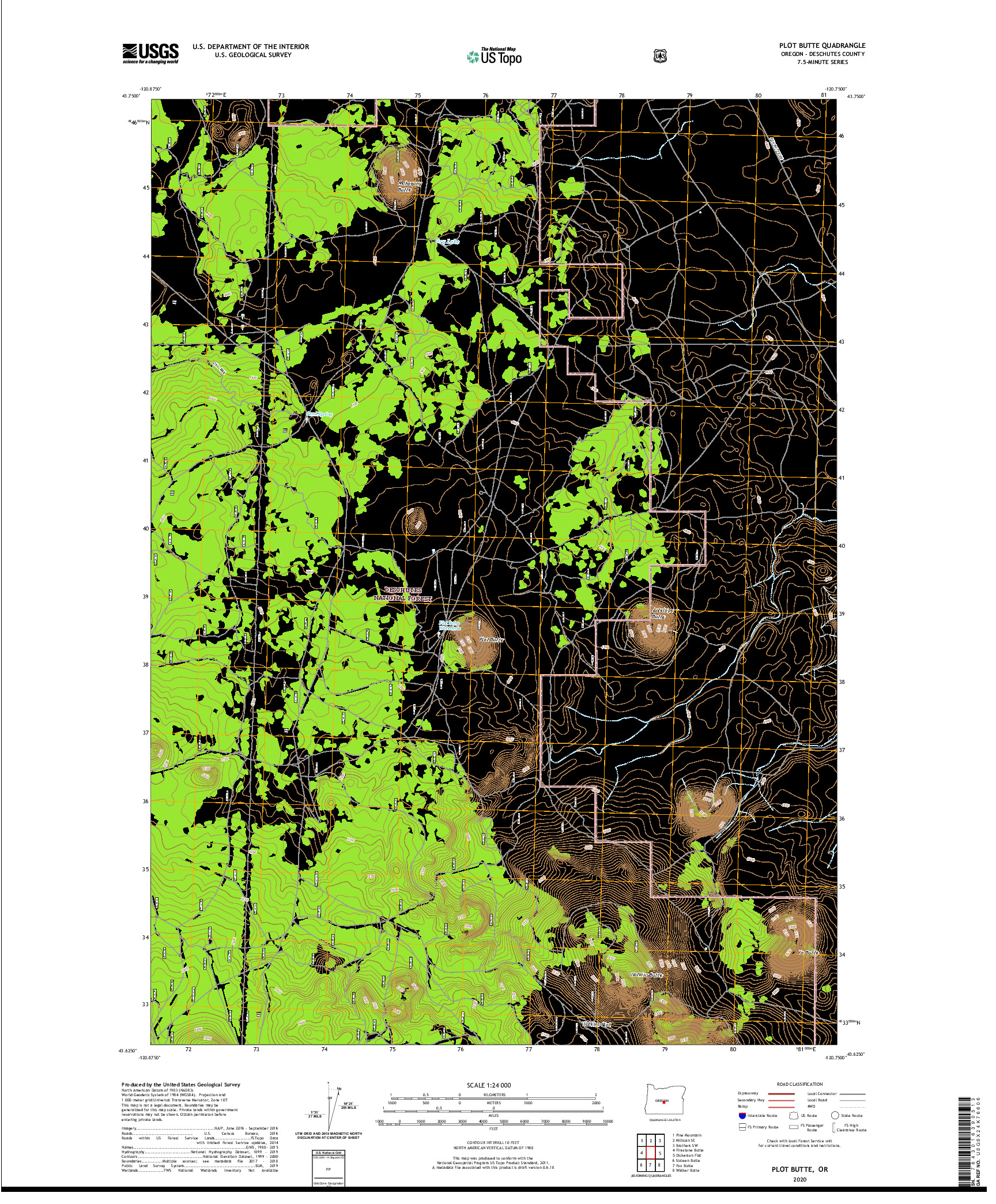 USGS US TOPO 7.5-MINUTE MAP FOR PLOT BUTTE, OR 2020