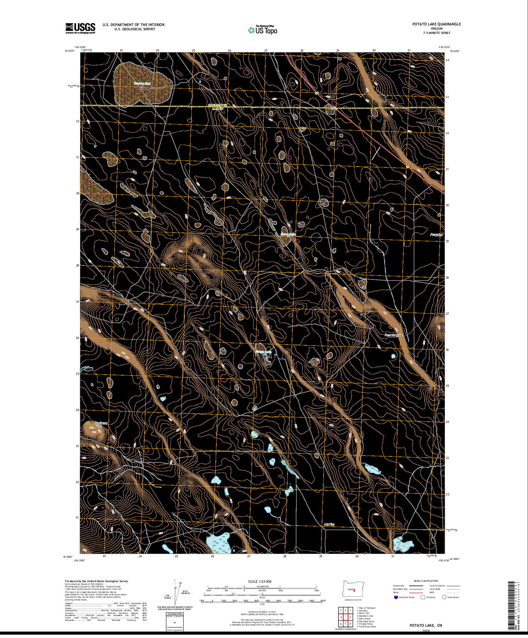 USGS US TOPO 7.5-MINUTE MAP FOR POTATO LAKE, OR 2020