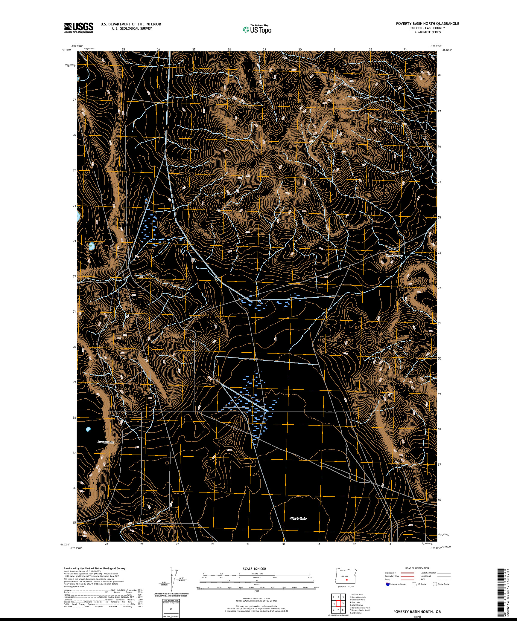 USGS US TOPO 7.5-MINUTE MAP FOR POVERTY BASIN NORTH, OR 2020