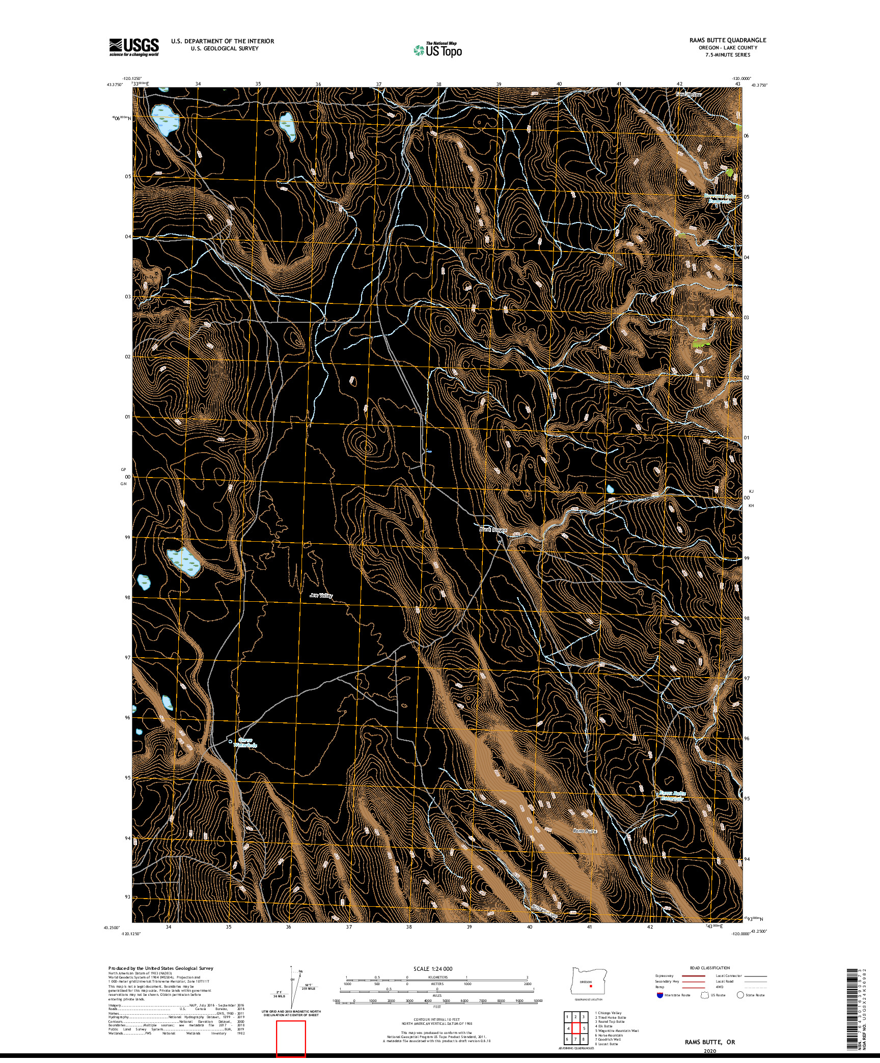 USGS US TOPO 7.5-MINUTE MAP FOR RAMS BUTTE, OR 2020