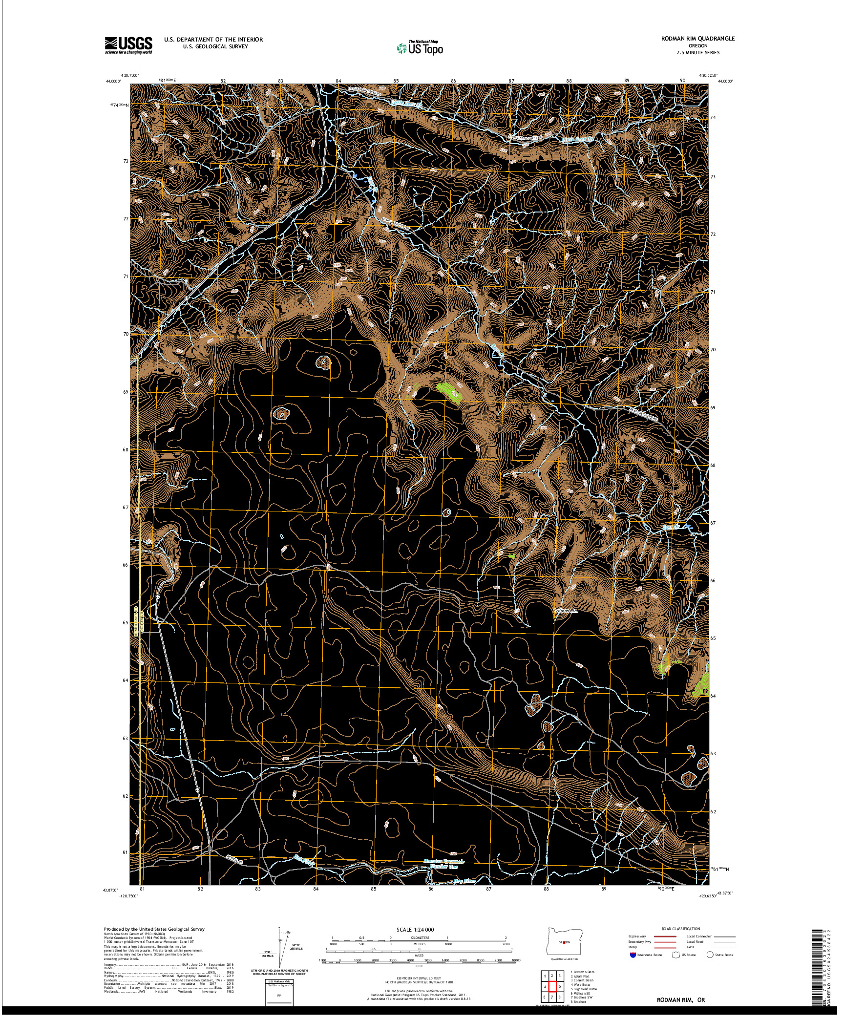 USGS US TOPO 7.5-MINUTE MAP FOR RODMAN RIM, OR 2020