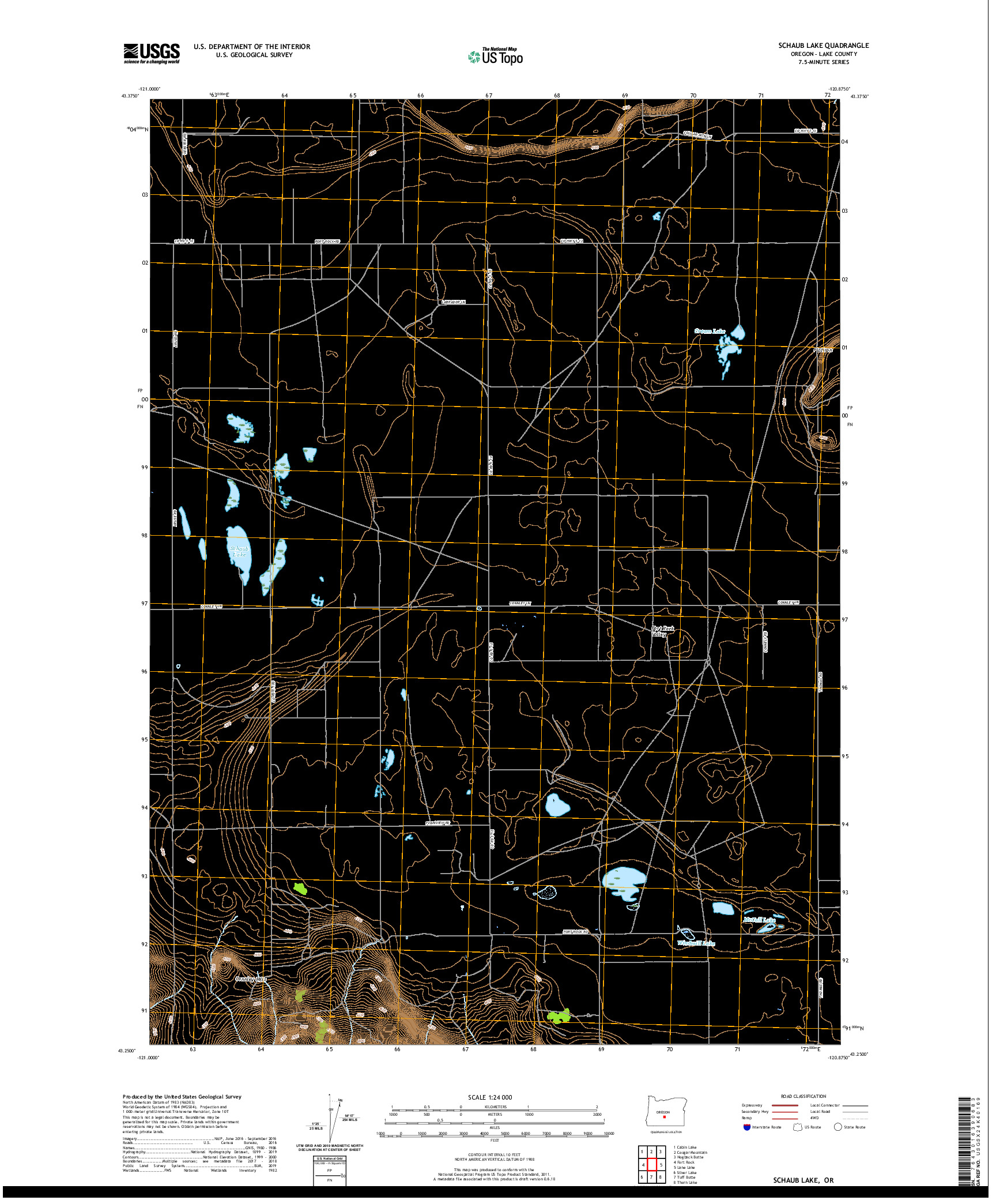 USGS US TOPO 7.5-MINUTE MAP FOR SCHAUB LAKE, OR 2020