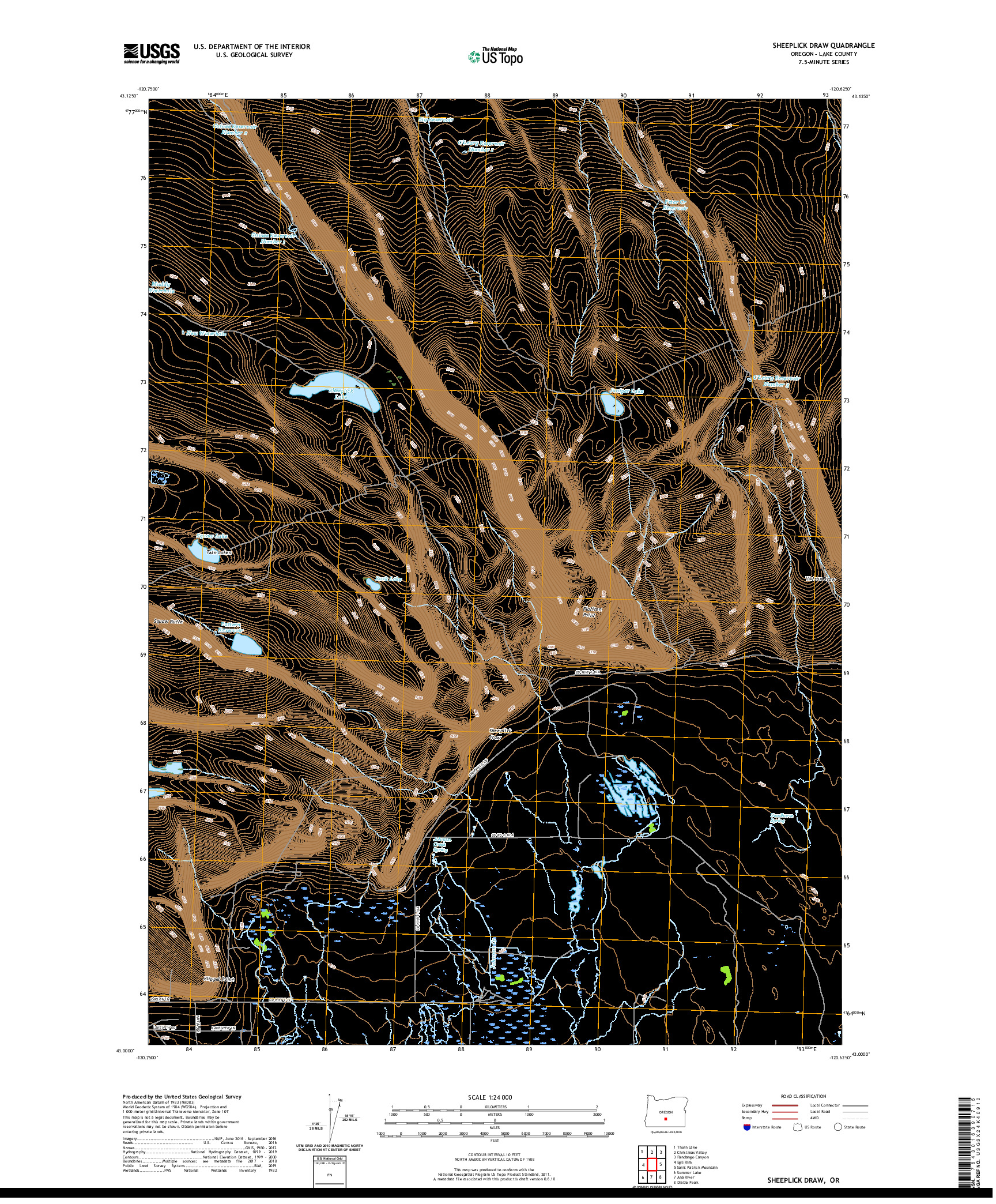 USGS US TOPO 7.5-MINUTE MAP FOR SHEEPLICK DRAW, OR 2020