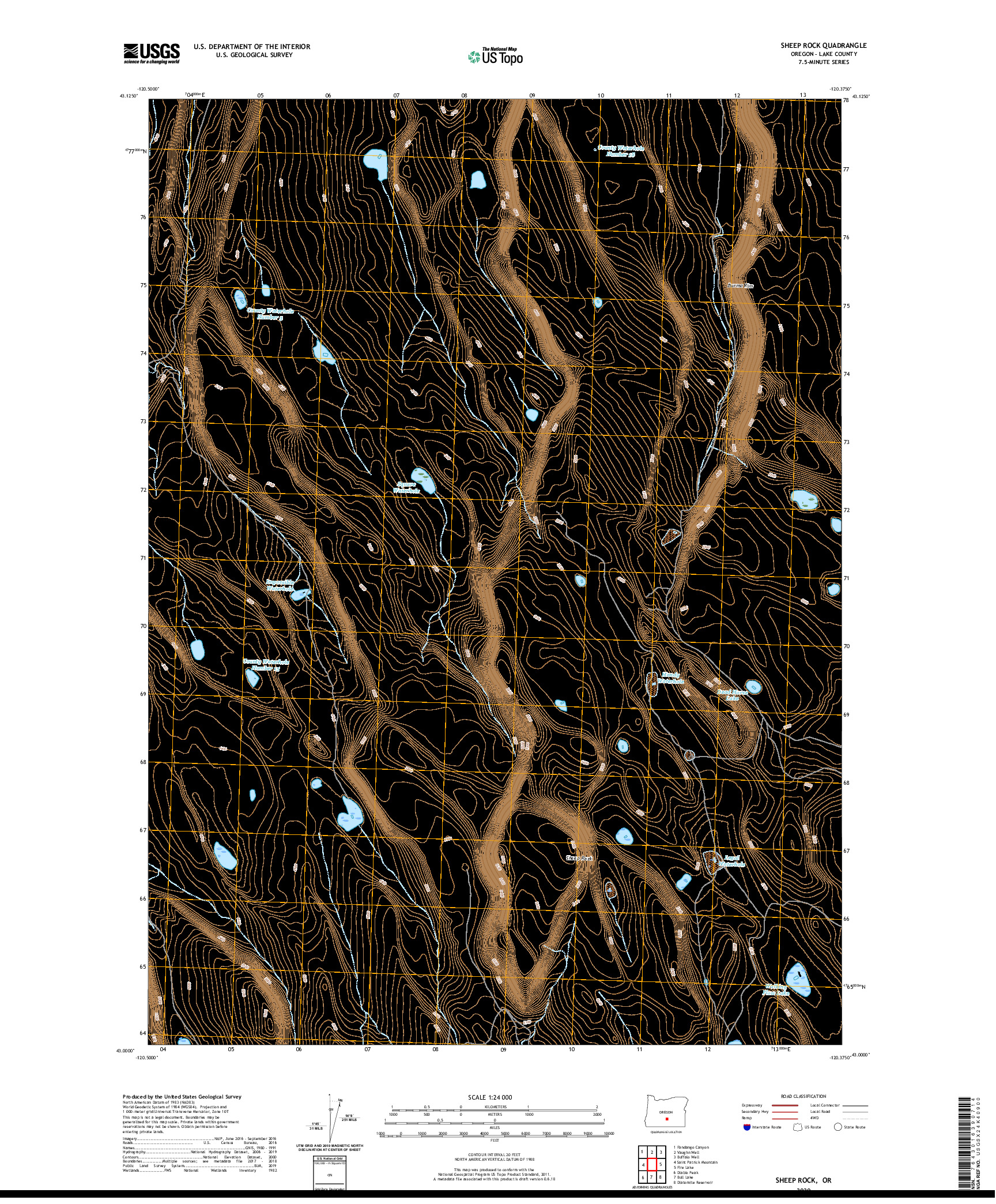 USGS US TOPO 7.5-MINUTE MAP FOR SHEEP ROCK, OR 2020