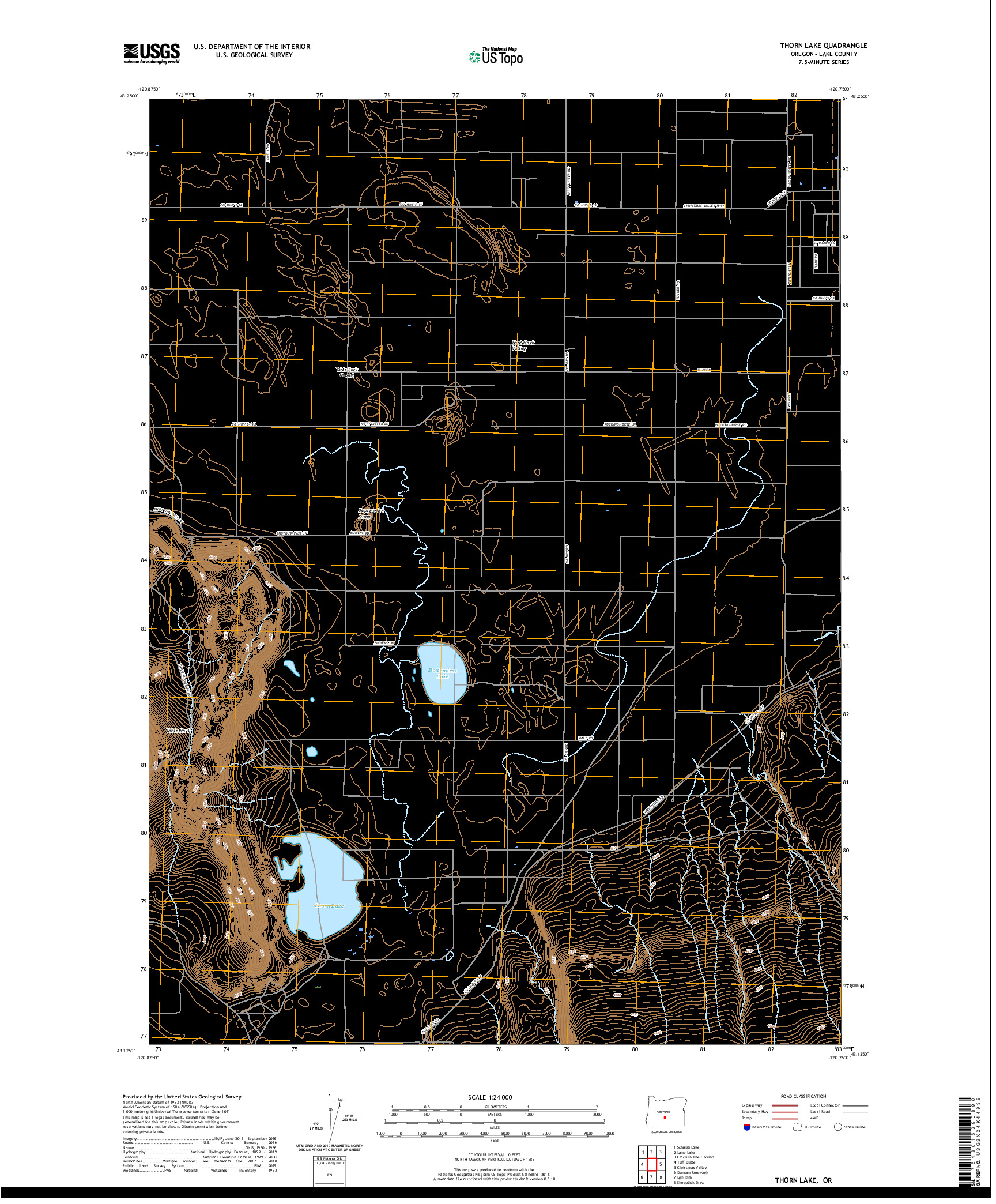 USGS US TOPO 7.5-MINUTE MAP FOR THORN LAKE, OR 2020