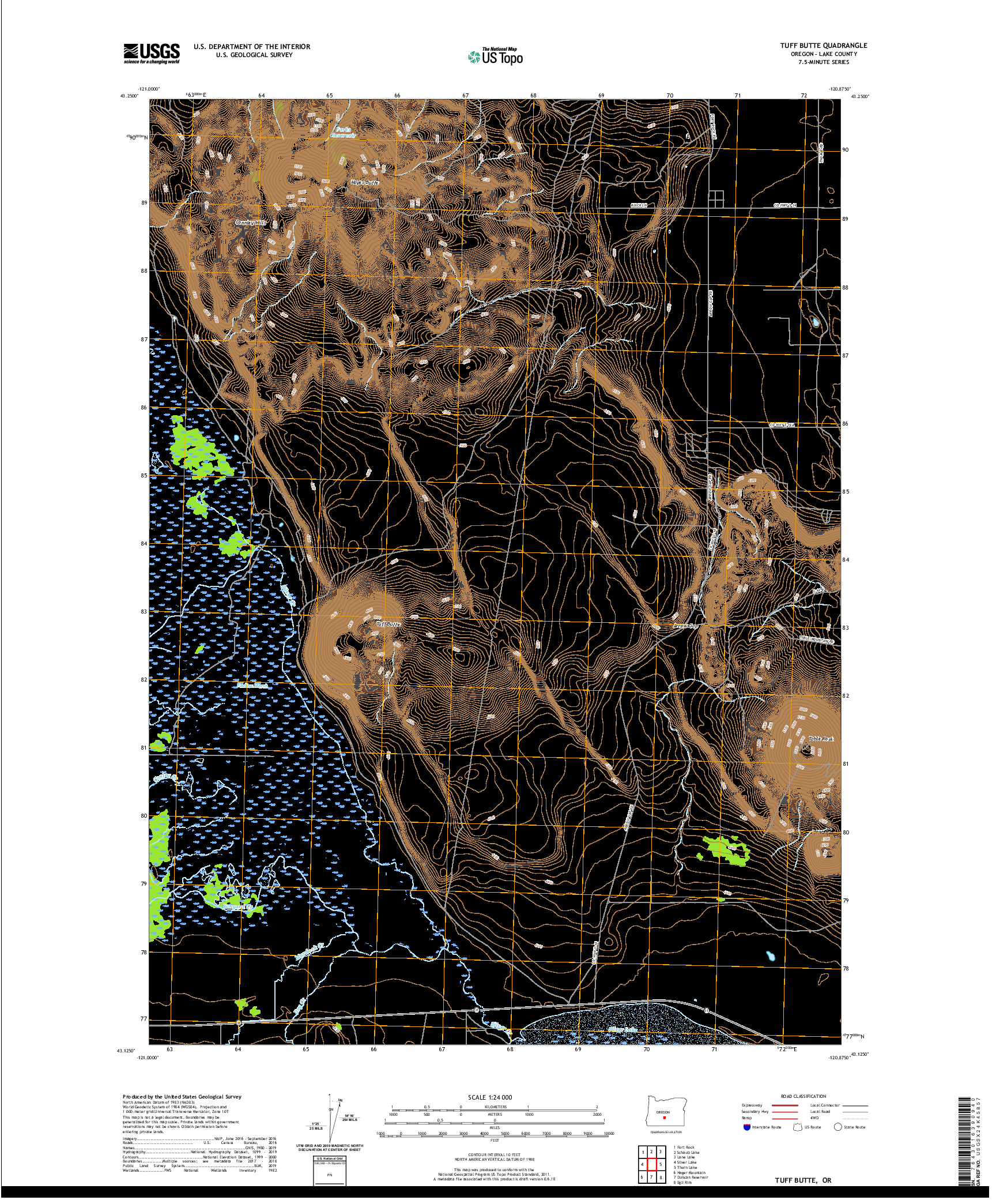 USGS US TOPO 7.5-MINUTE MAP FOR TUFF BUTTE, OR 2020