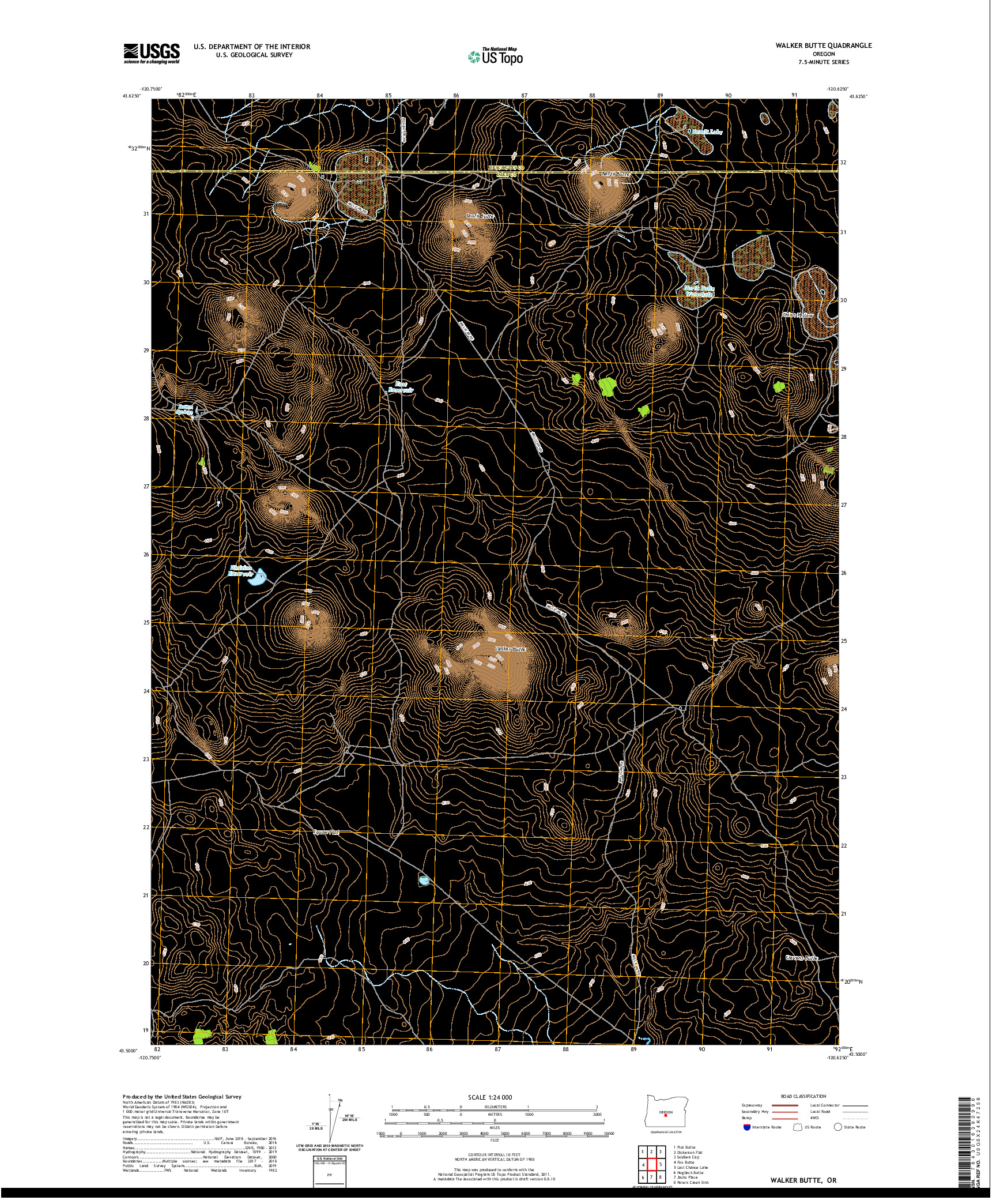 USGS US TOPO 7.5-MINUTE MAP FOR WALKER BUTTE, OR 2020