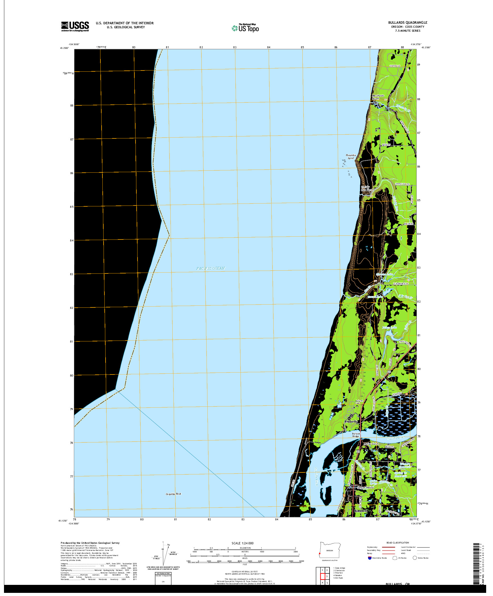 USGS US TOPO 7.5-MINUTE MAP FOR BULLARDS, OR 2020