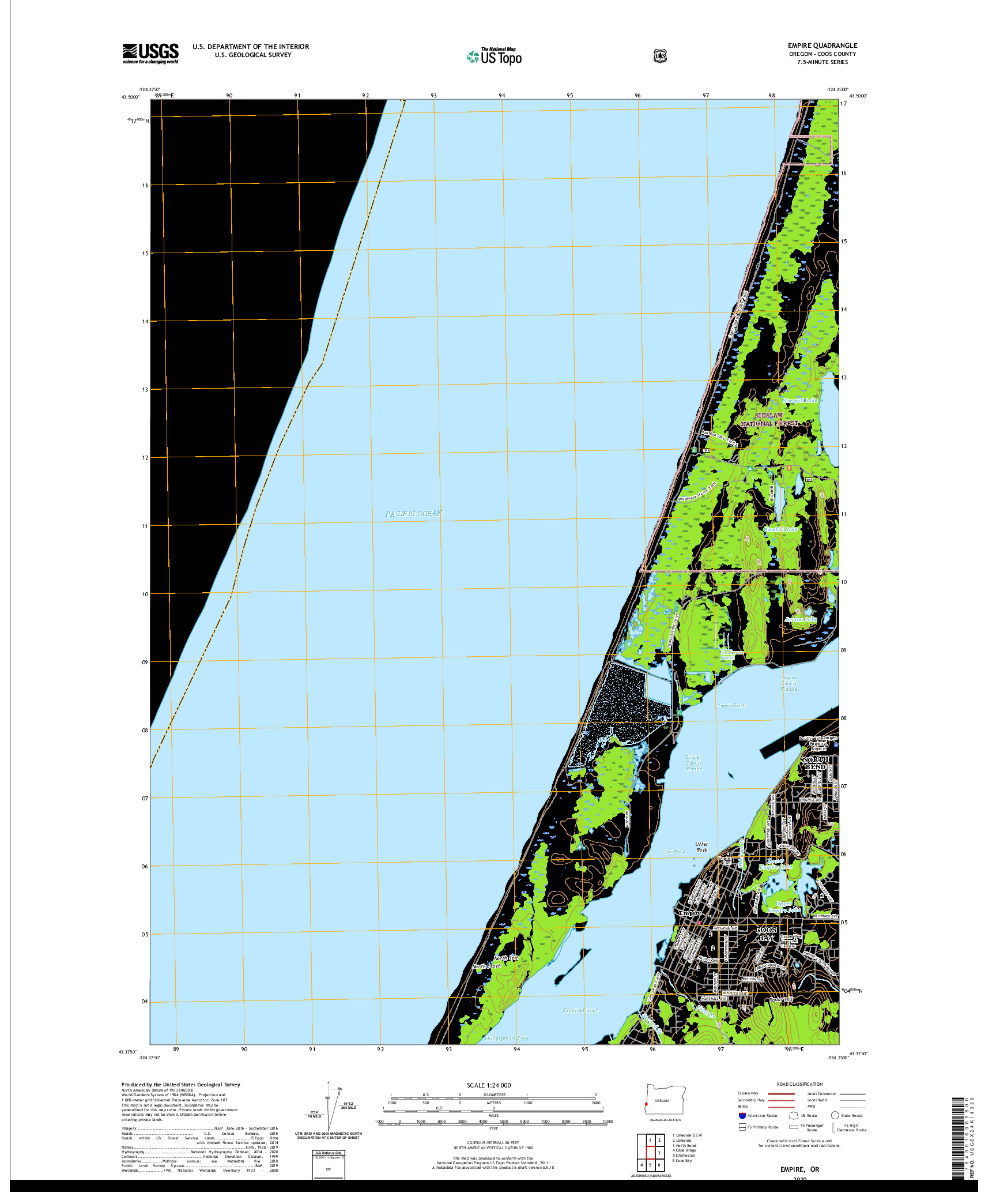 USGS US TOPO 7.5-MINUTE MAP FOR EMPIRE, OR 2020