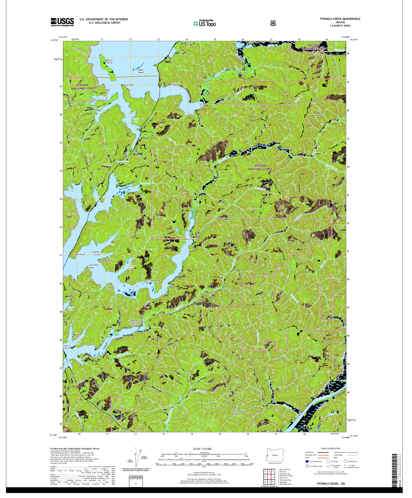 USGS US TOPO 7.5-MINUTE MAP FOR FIVEMILE CREEK, OR 2020